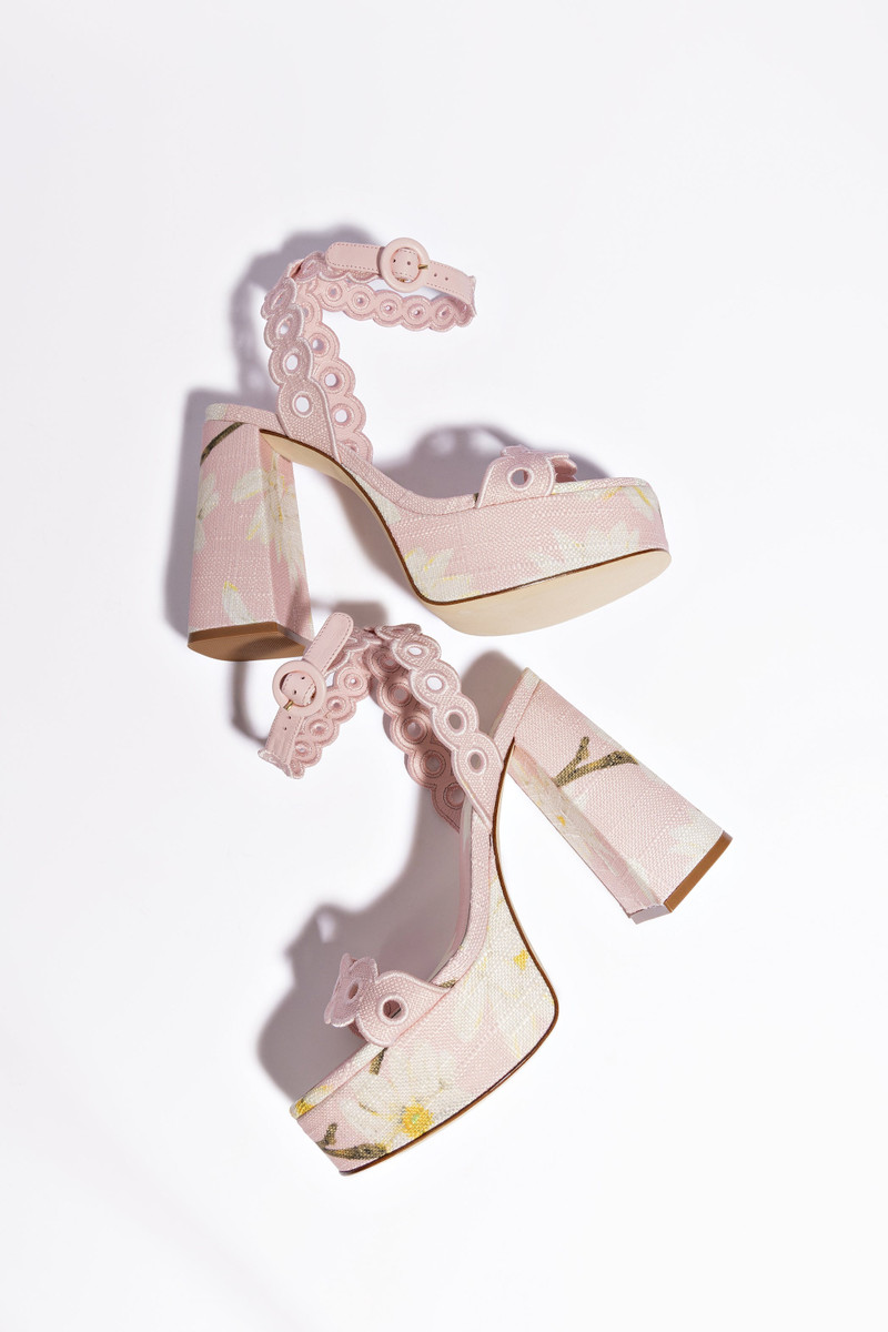 Dolly Broderie Sandal In Tulip Printed Raffia 5