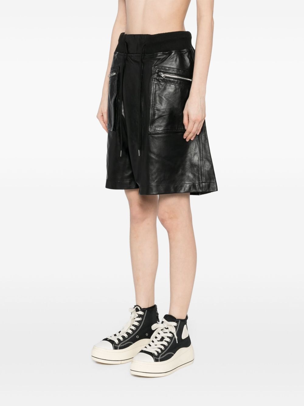 crossover leather shorts - 3