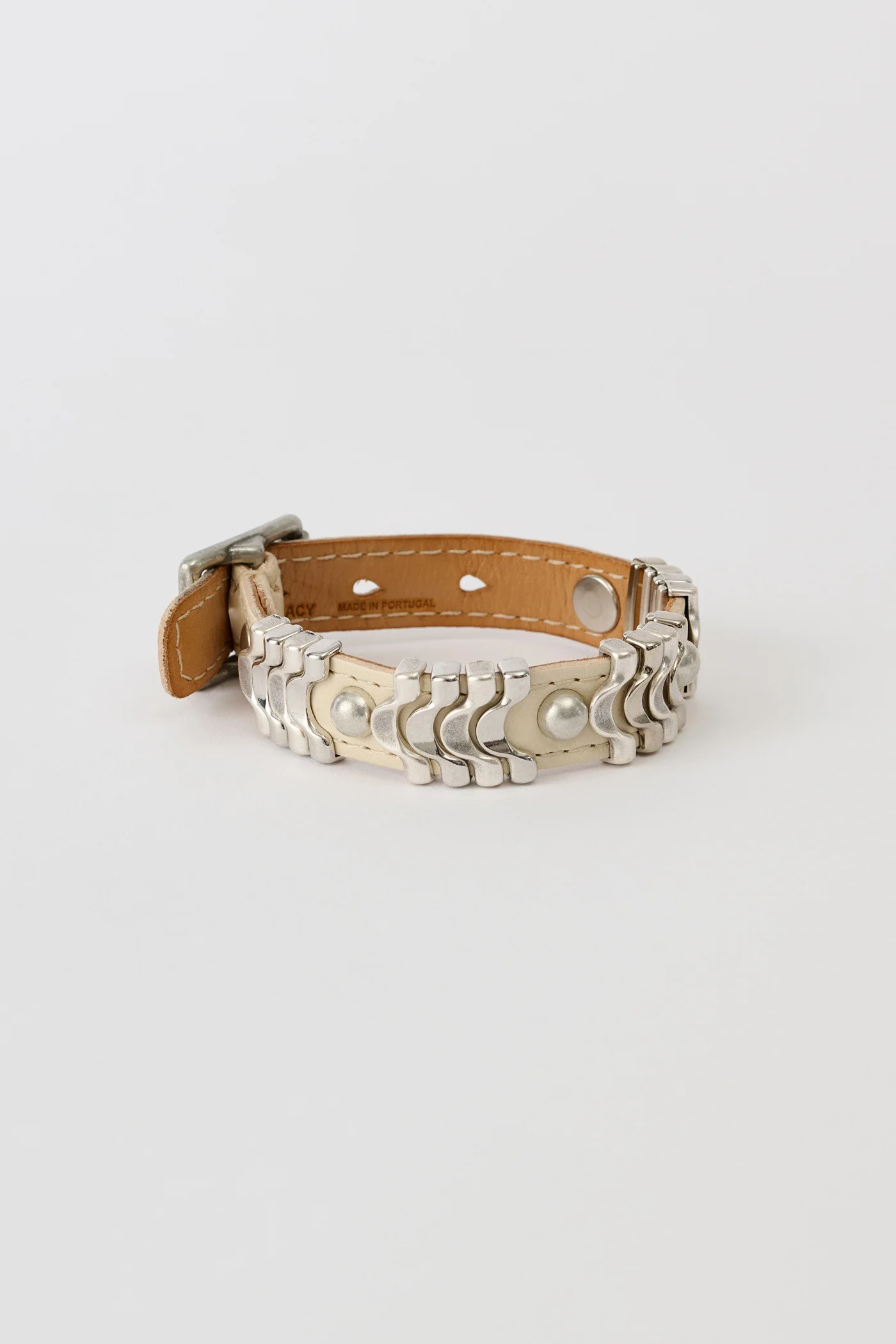 Wave Bracelet Deep Ecru Leather - 1