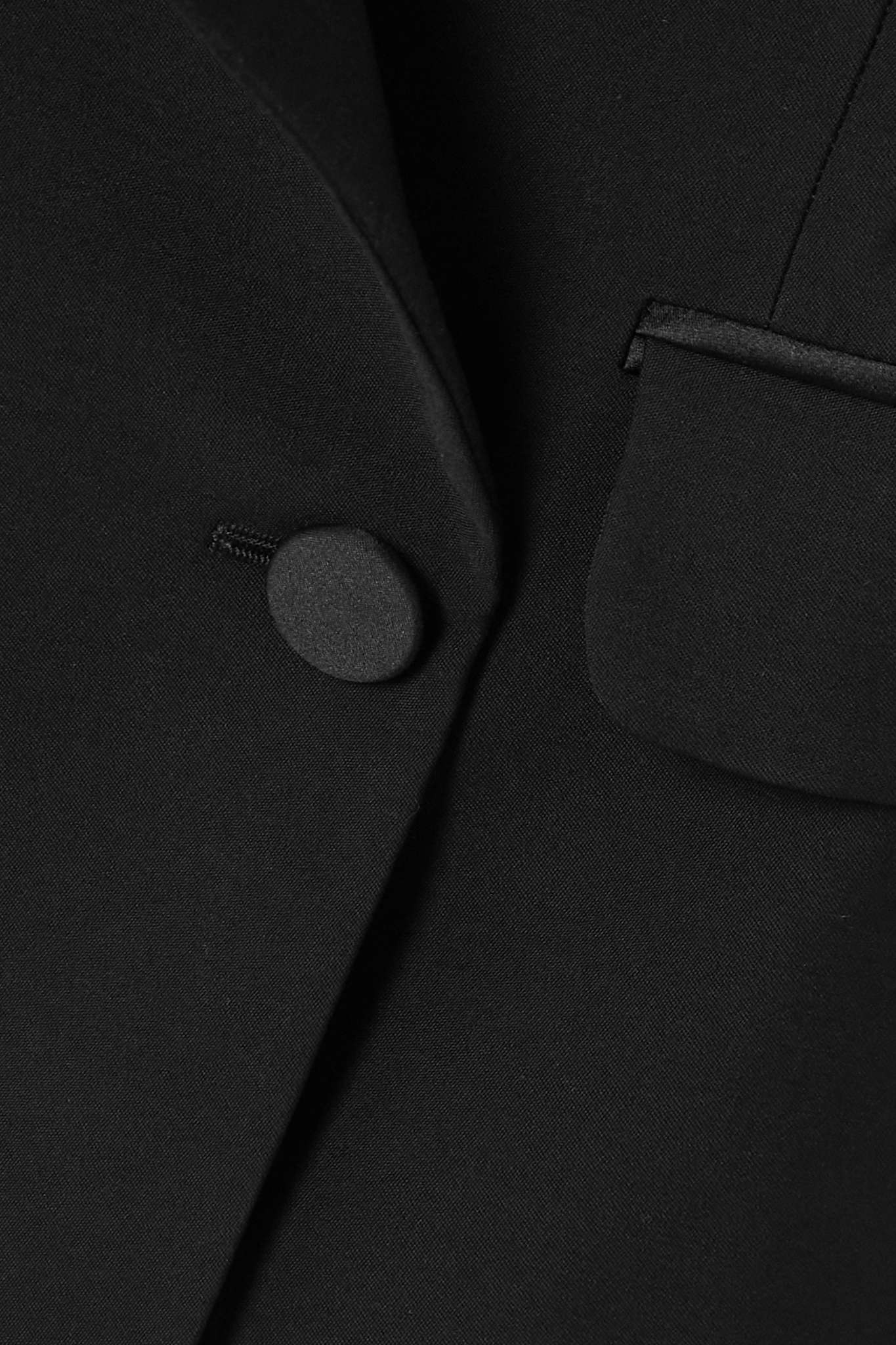 Draped satin-trimmed wool-twill blazer - 4