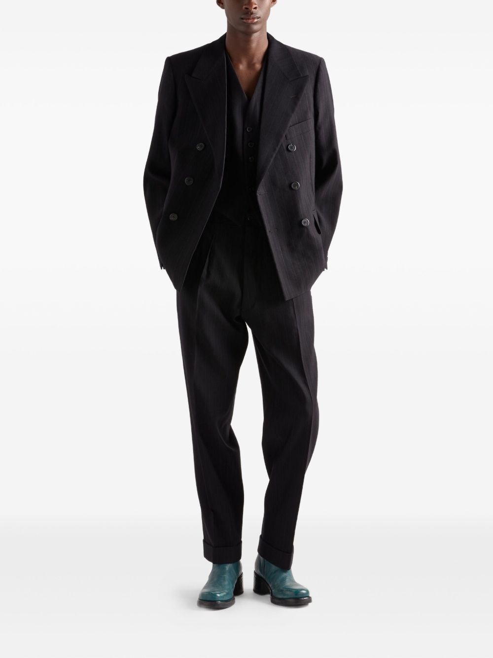 pinstripe peak-lapel jacket - 2