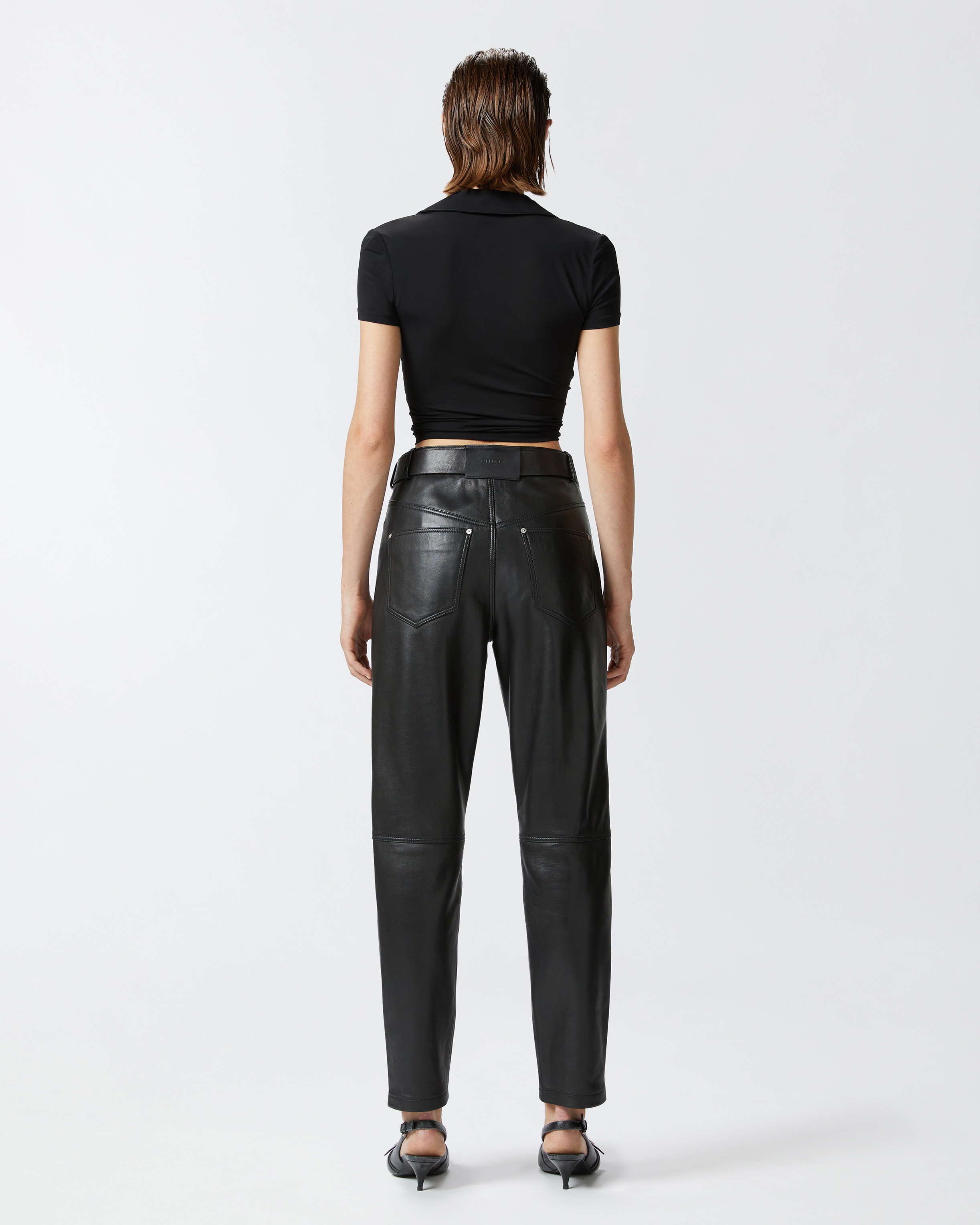 NAPPA LEATHER LONG TROUSERS WITH BELT - 4