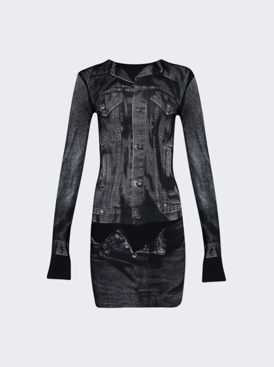 L'oeil Tattoo Short Dress Black And Grey - 4