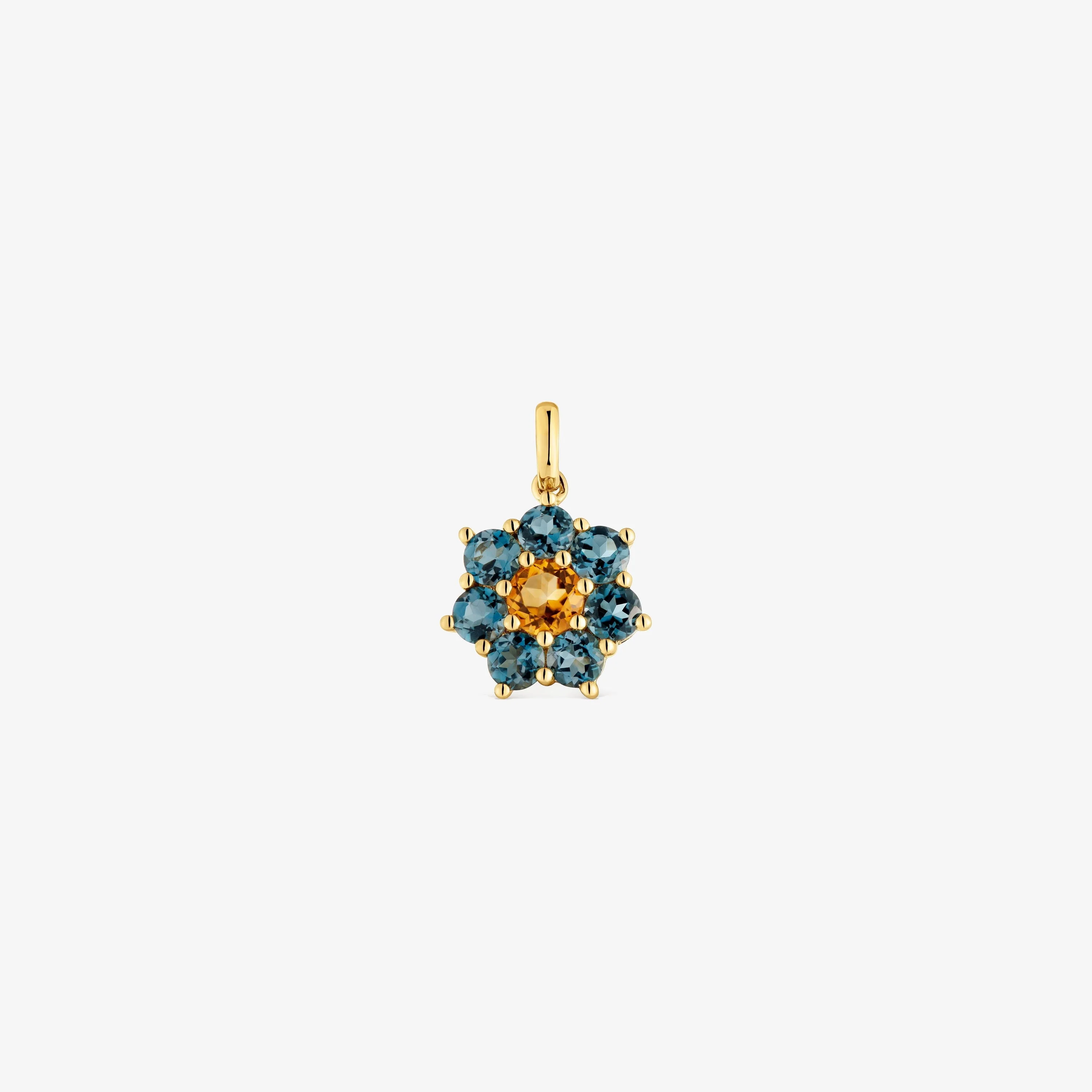 18K solid gold Pendant with gemstones Daisy - 1