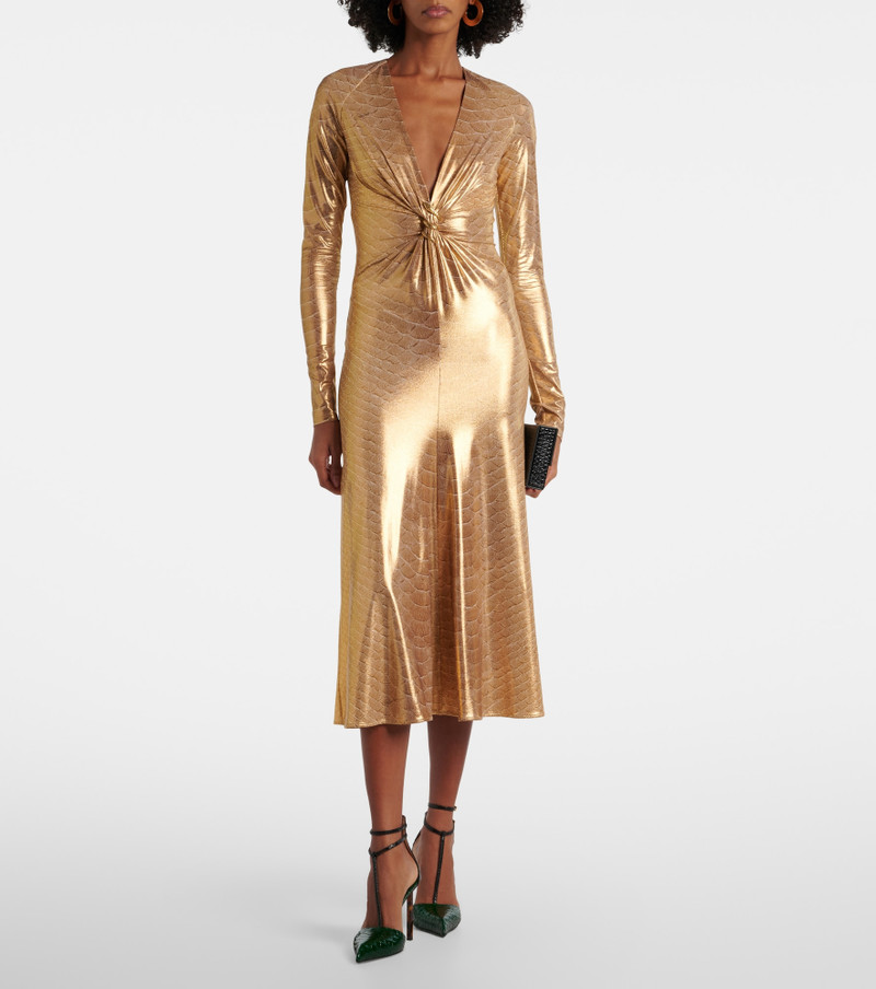 Roberto Cavalli Embellished snake-print midi dress outlook