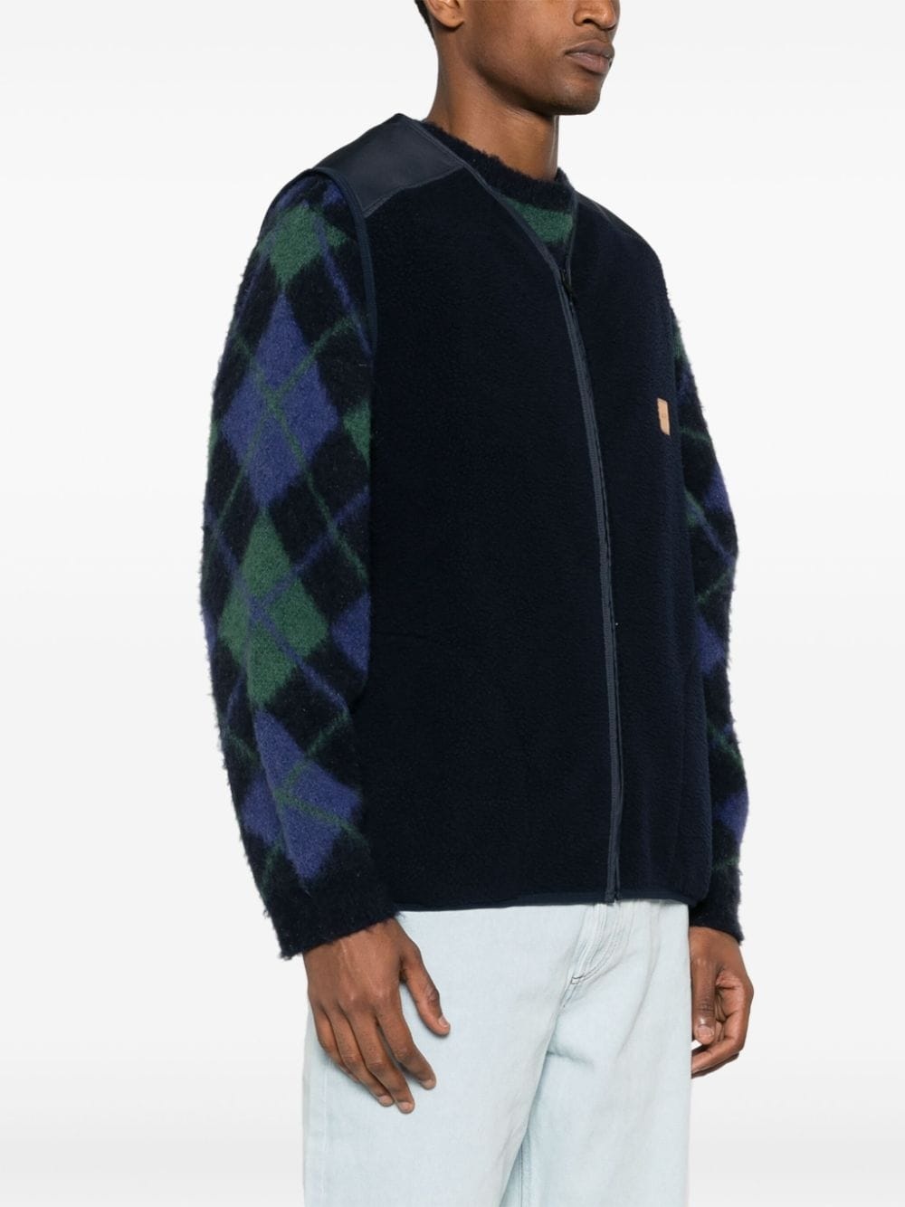 logo-patch fleece vest - 4