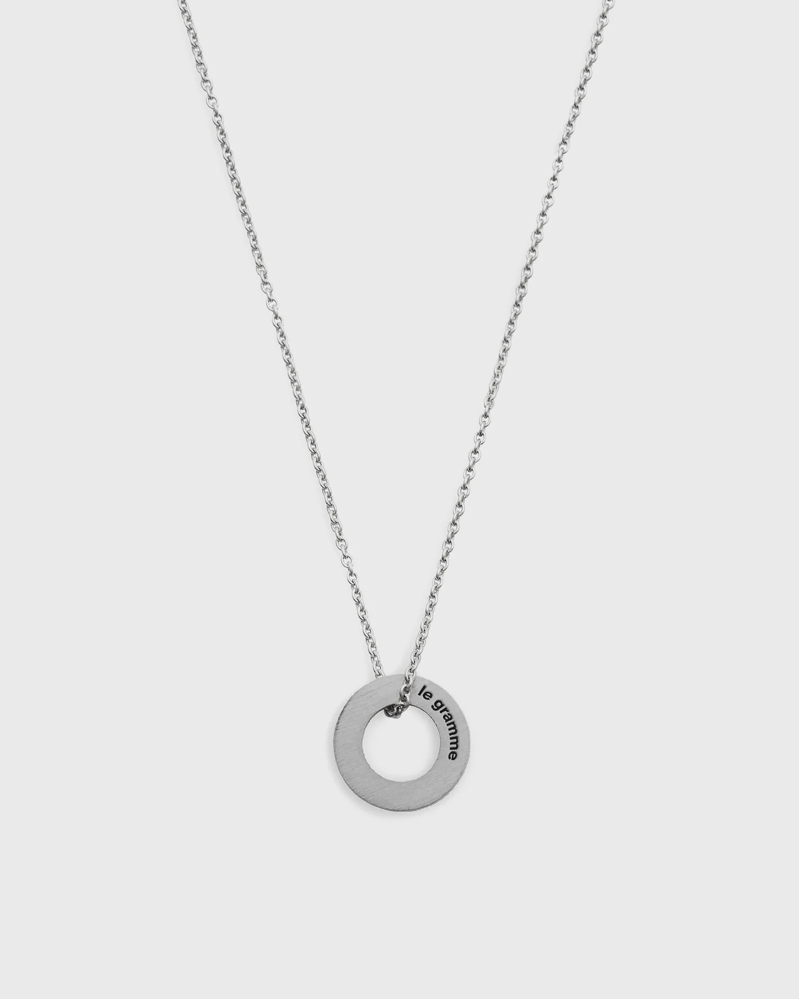1.1g-polished and brushed-sterling silver-round necklace - 1