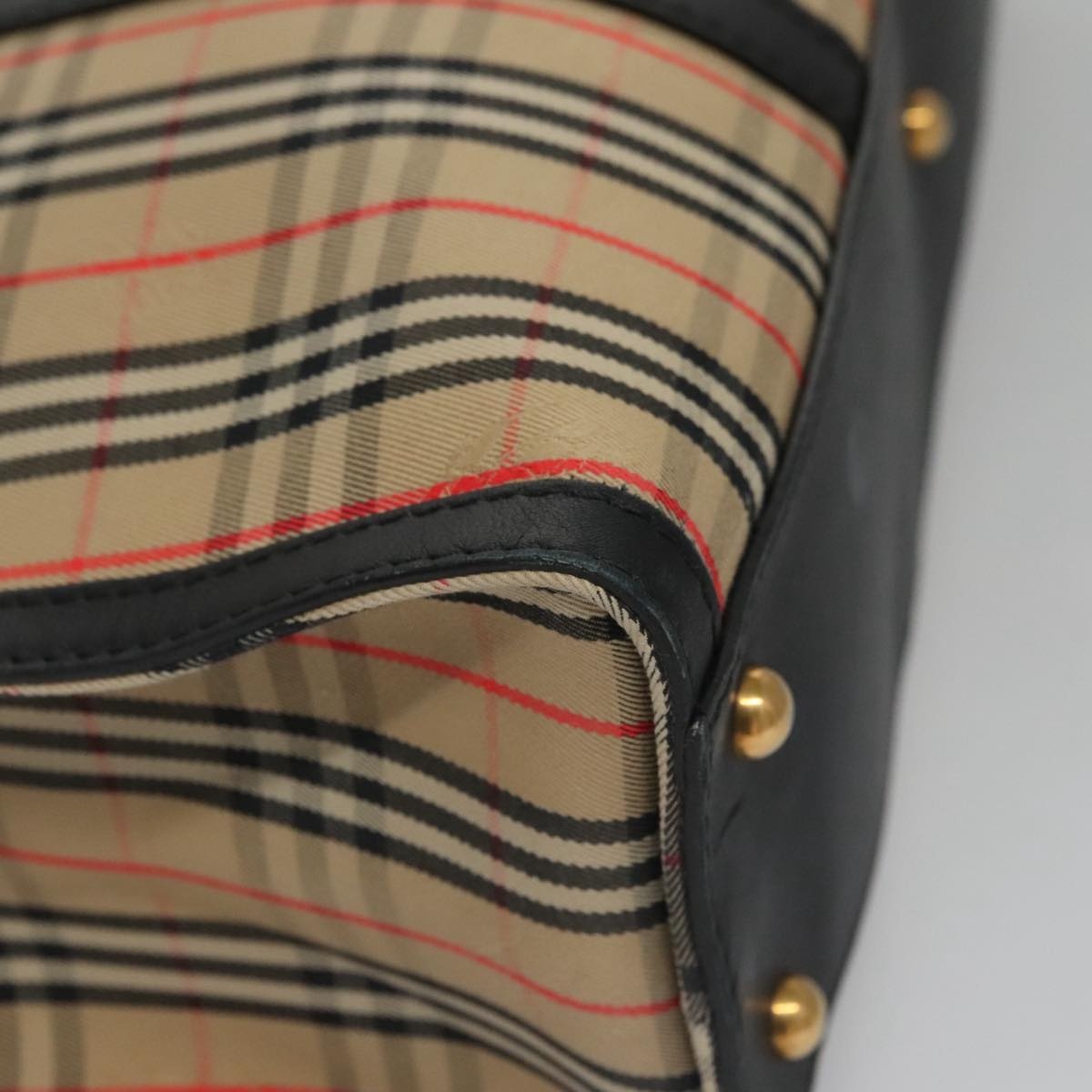Burberry Nova Check Tote Bag Canvas Leather Beige Black Gold - 11