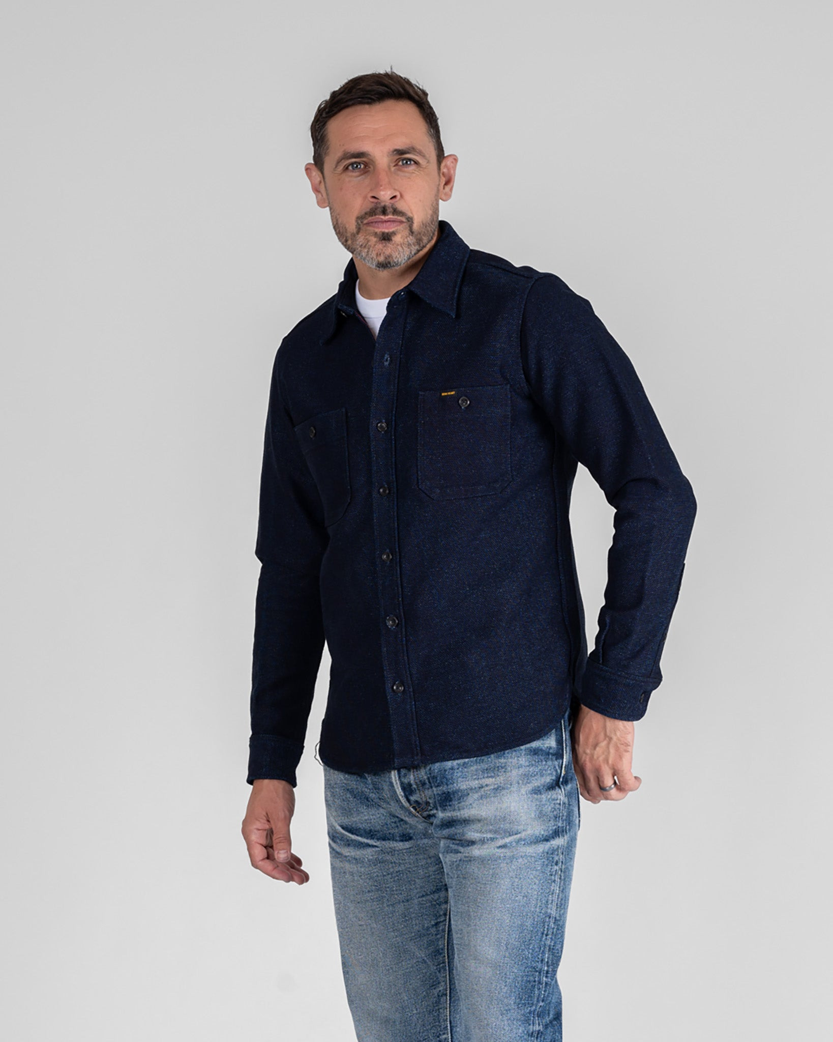 IHSH-397-IND 21oz Sashiko Work Shirt - Indigo - 2