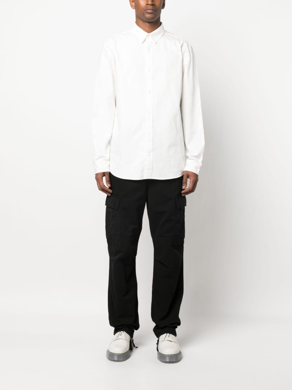 plain button-down fastening shirt - 3