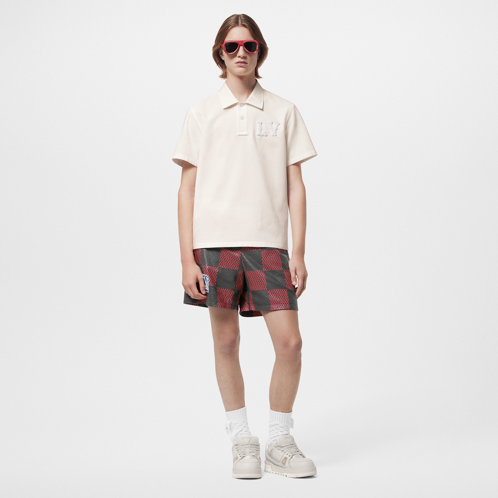 Leather Intarsia Damier Rugby Shorts - 4