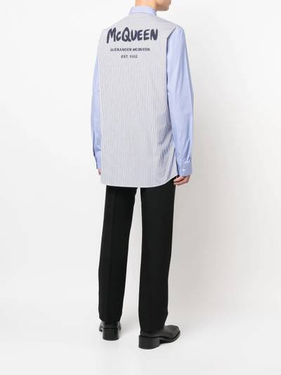 Alexander McQueen logo-print striped shirt outlook