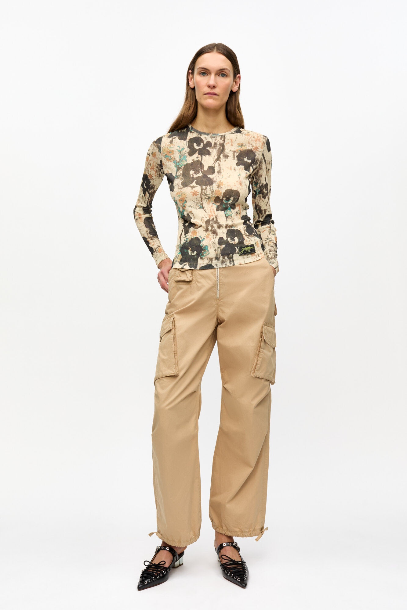 CAMEL WASHED COTTON TWILL PANTS - 2