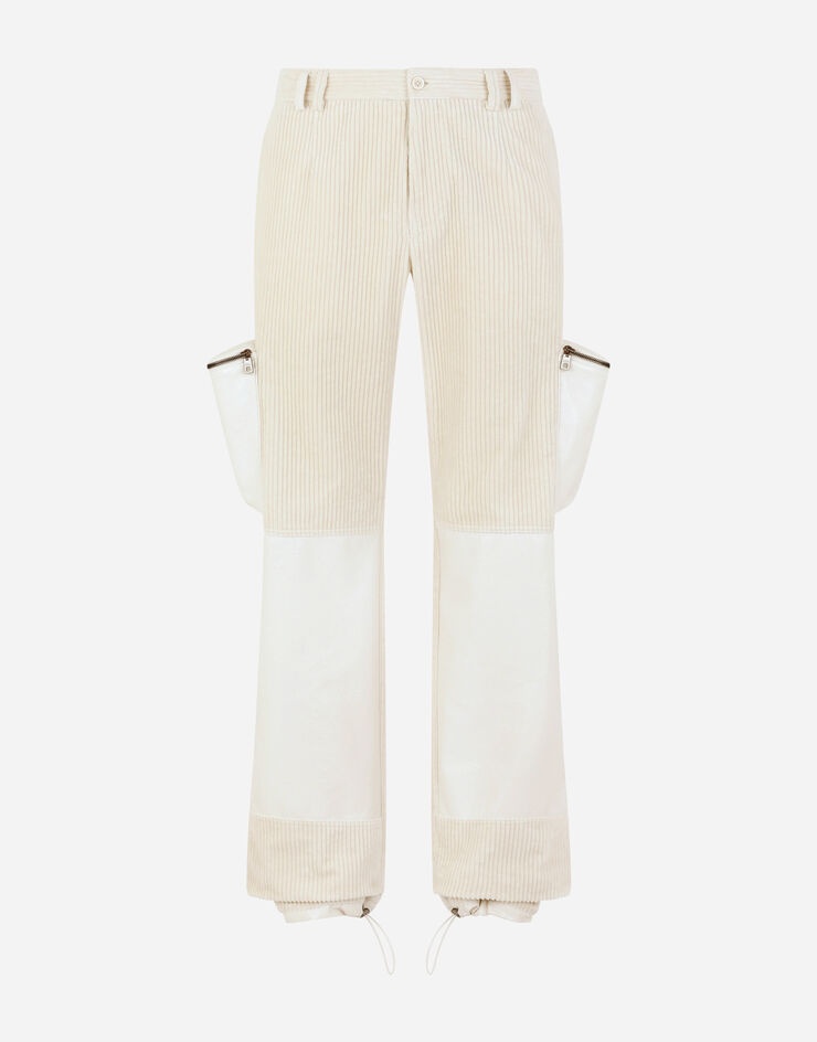 Corduroy cargo pants with coated fabric details - 3