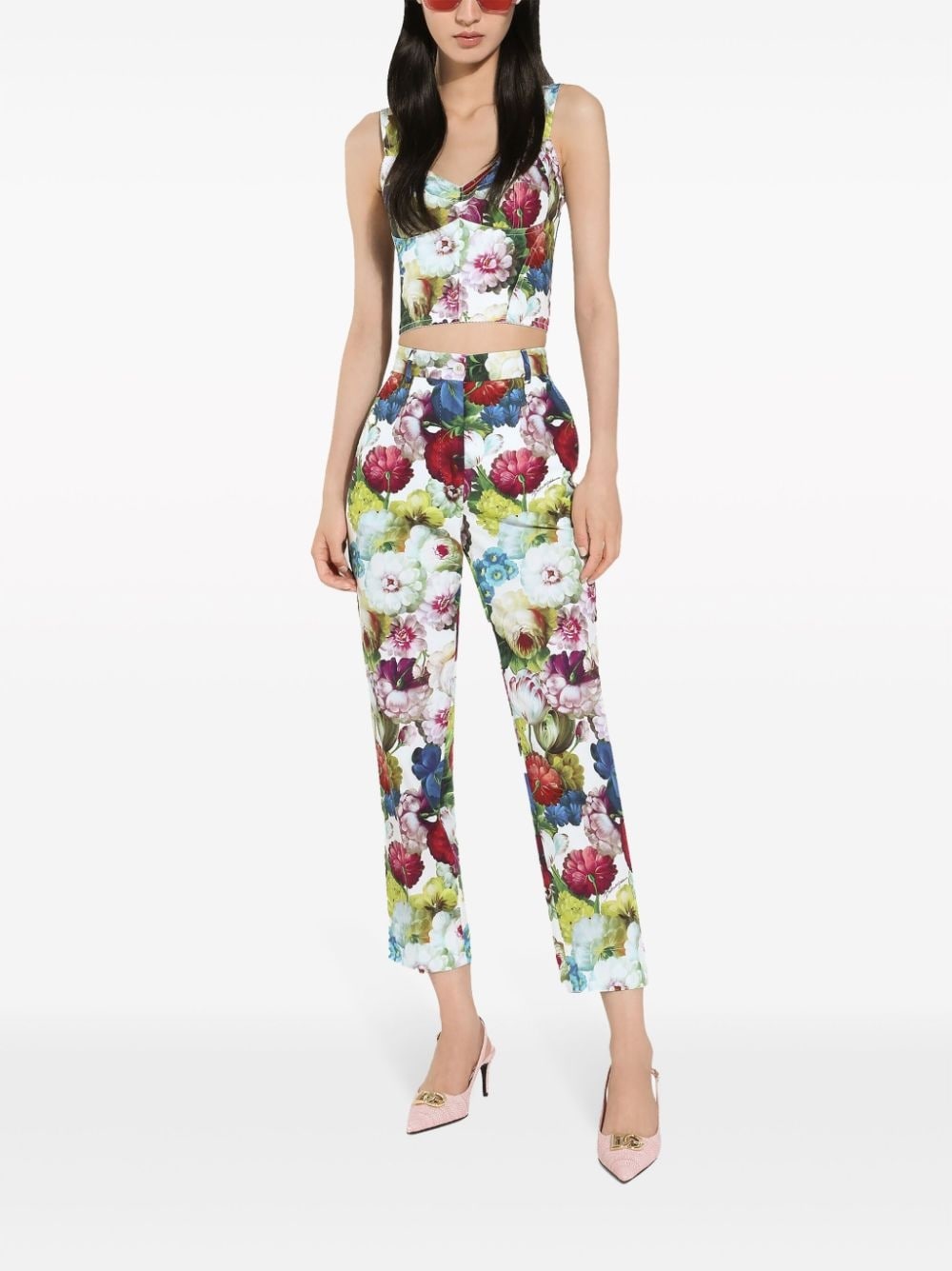floral-print cropped trousers - 3