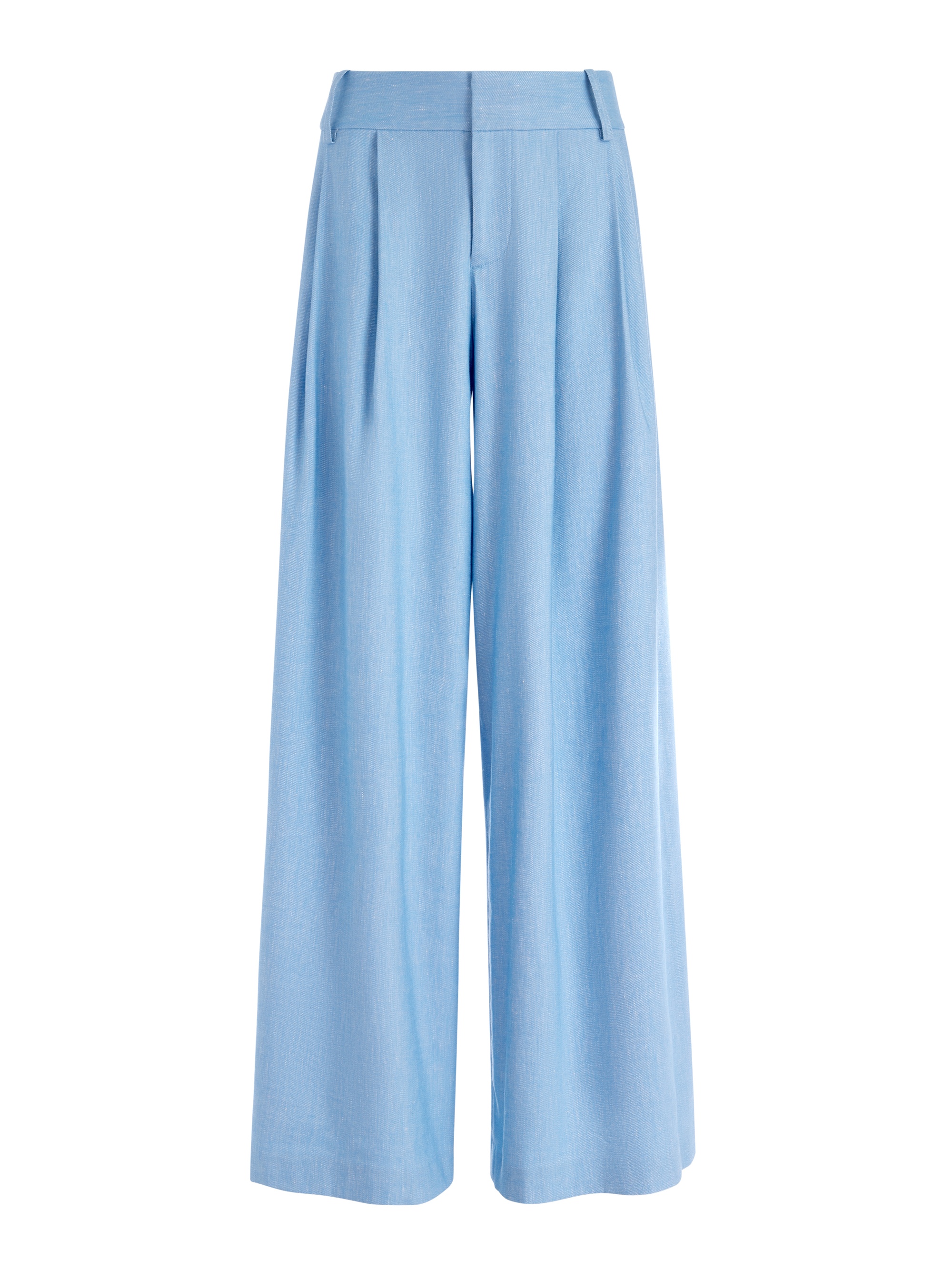 High Waist Pleated Wide Leg Pants Blue