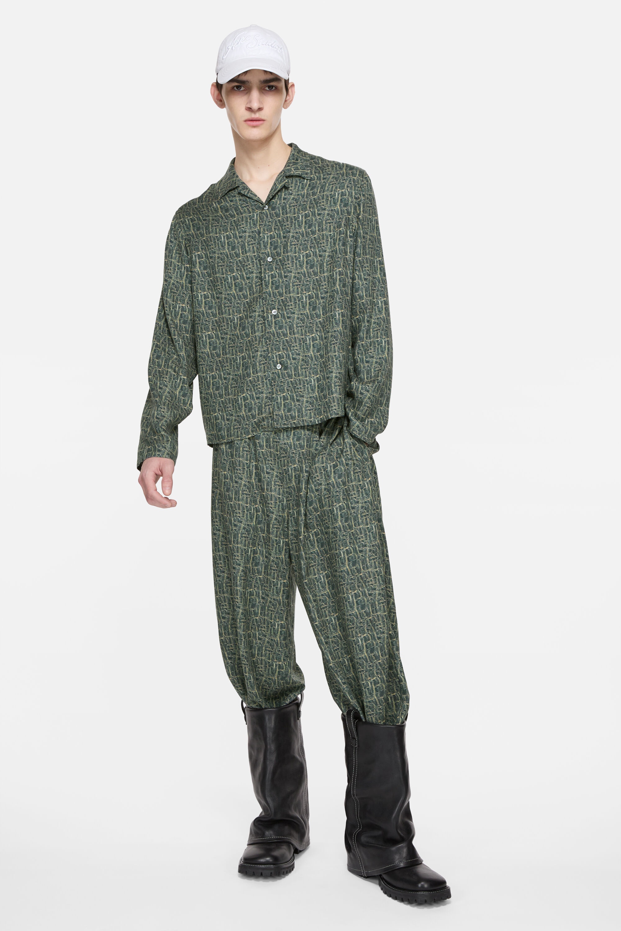 Monogram Button-Up Shirt - Blue multi - 2