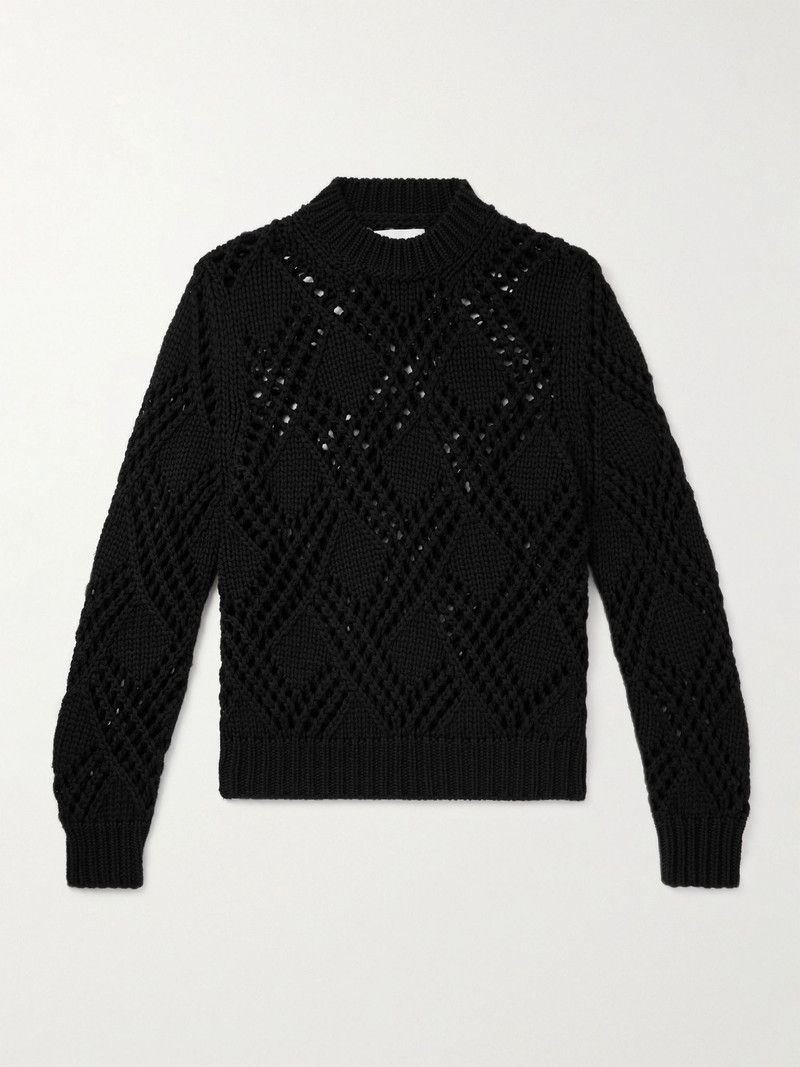 Open-Knit Wool Sweater Black 1