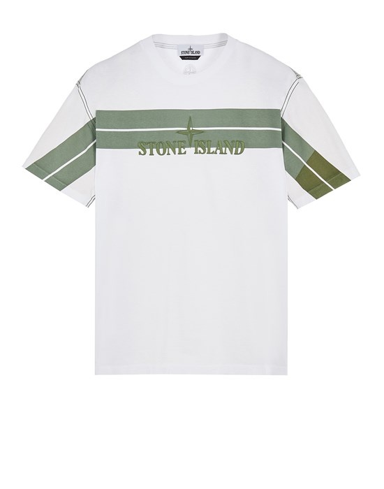 20847 COTTON JERSEY 'INVERSE STRIPE ONE' PRINT_GARMENT DYED WHITE - 1