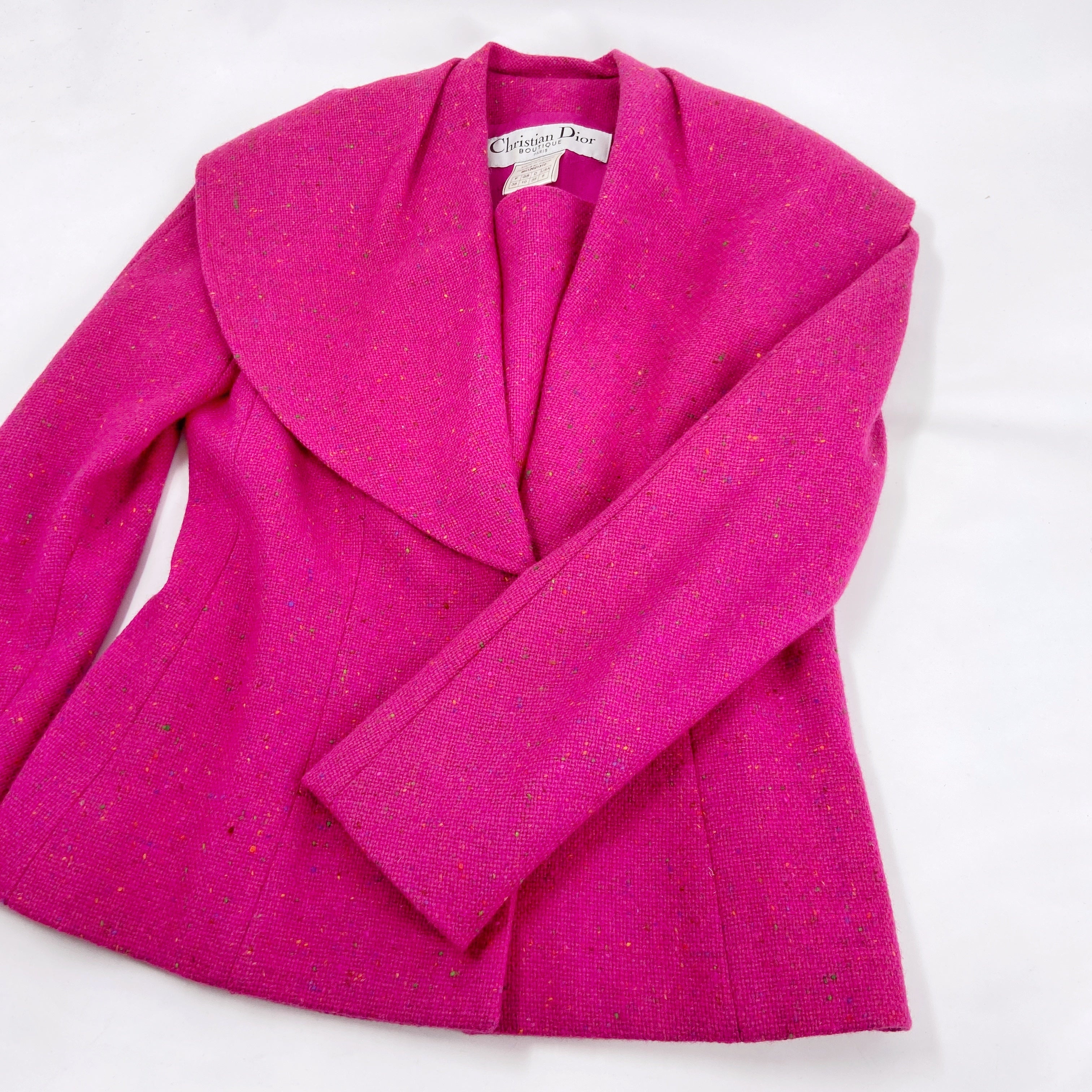 Christian Dior Fall 1998 John Galliano Candy Fuchsia Oversized Lapel Bar Jacket - 14