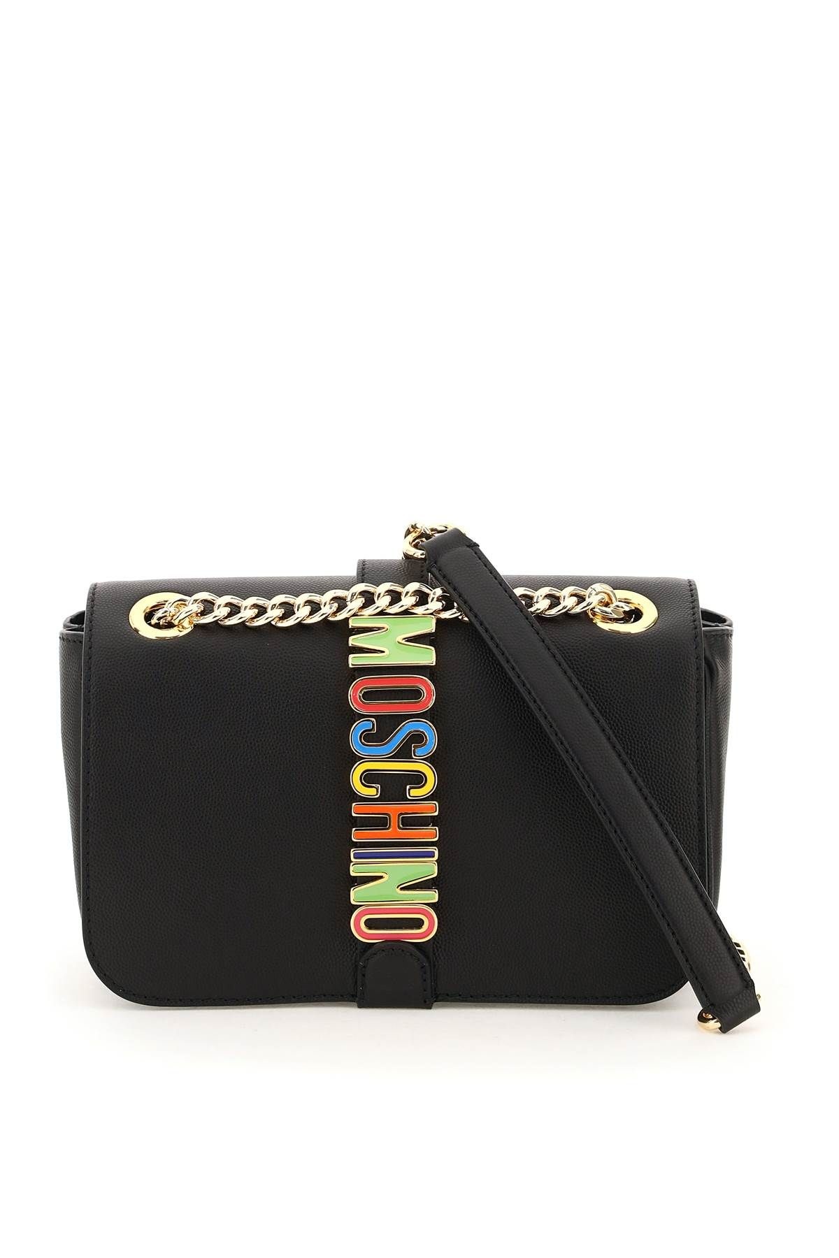 LEATHER BAG WITH MULTICOLOUR LOGO - 1