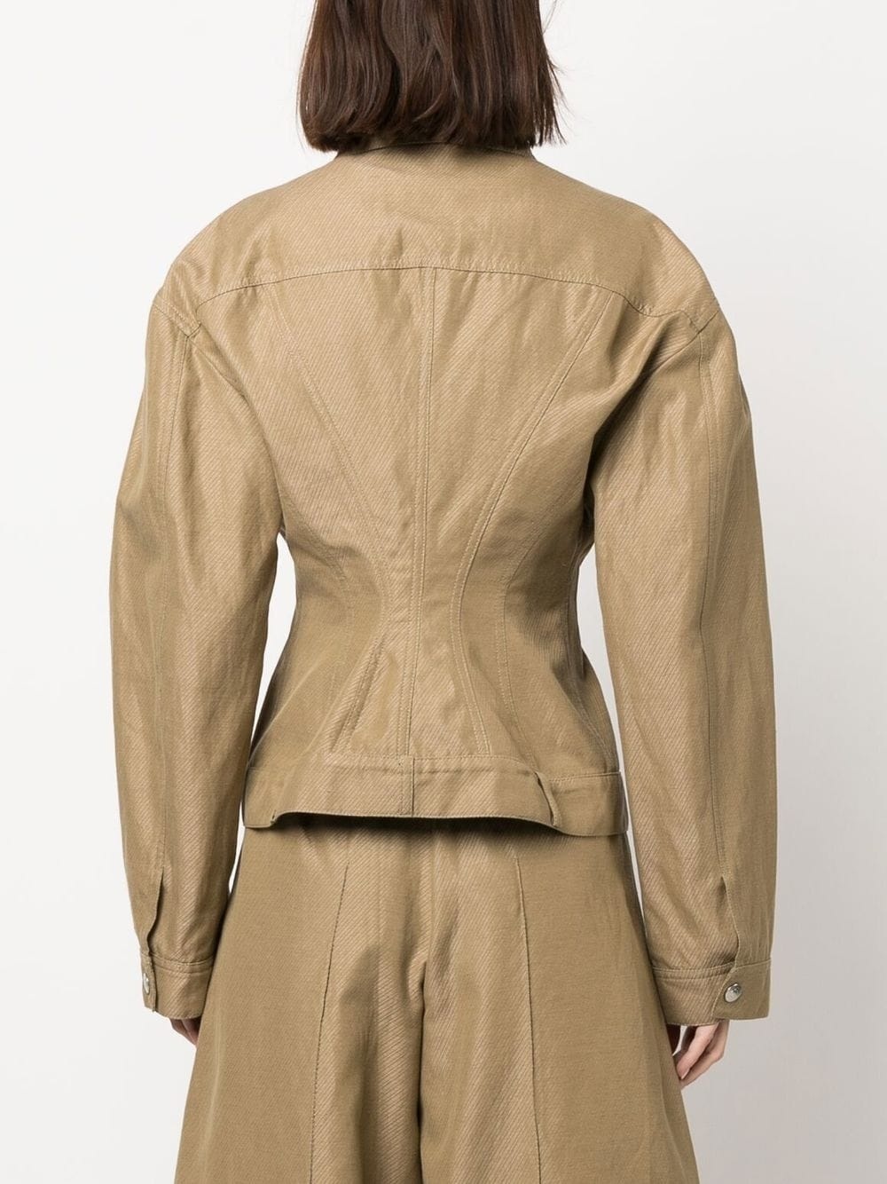 fitted-waist button-up jacket - 4