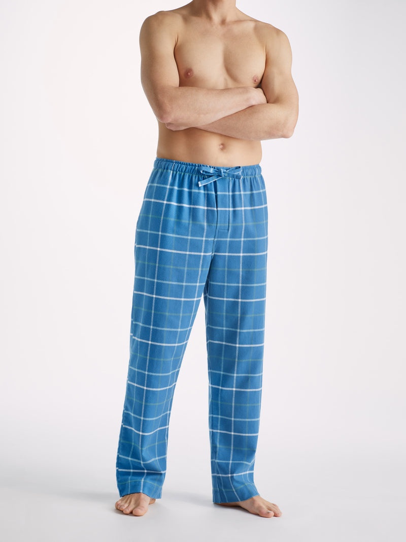 Men's Lounge Trousers Kelburn 33 Brushed Cotton Blue - 2