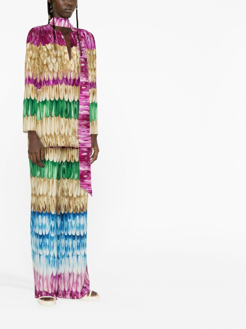 Valentino feather-print wide-leg trousers outlook