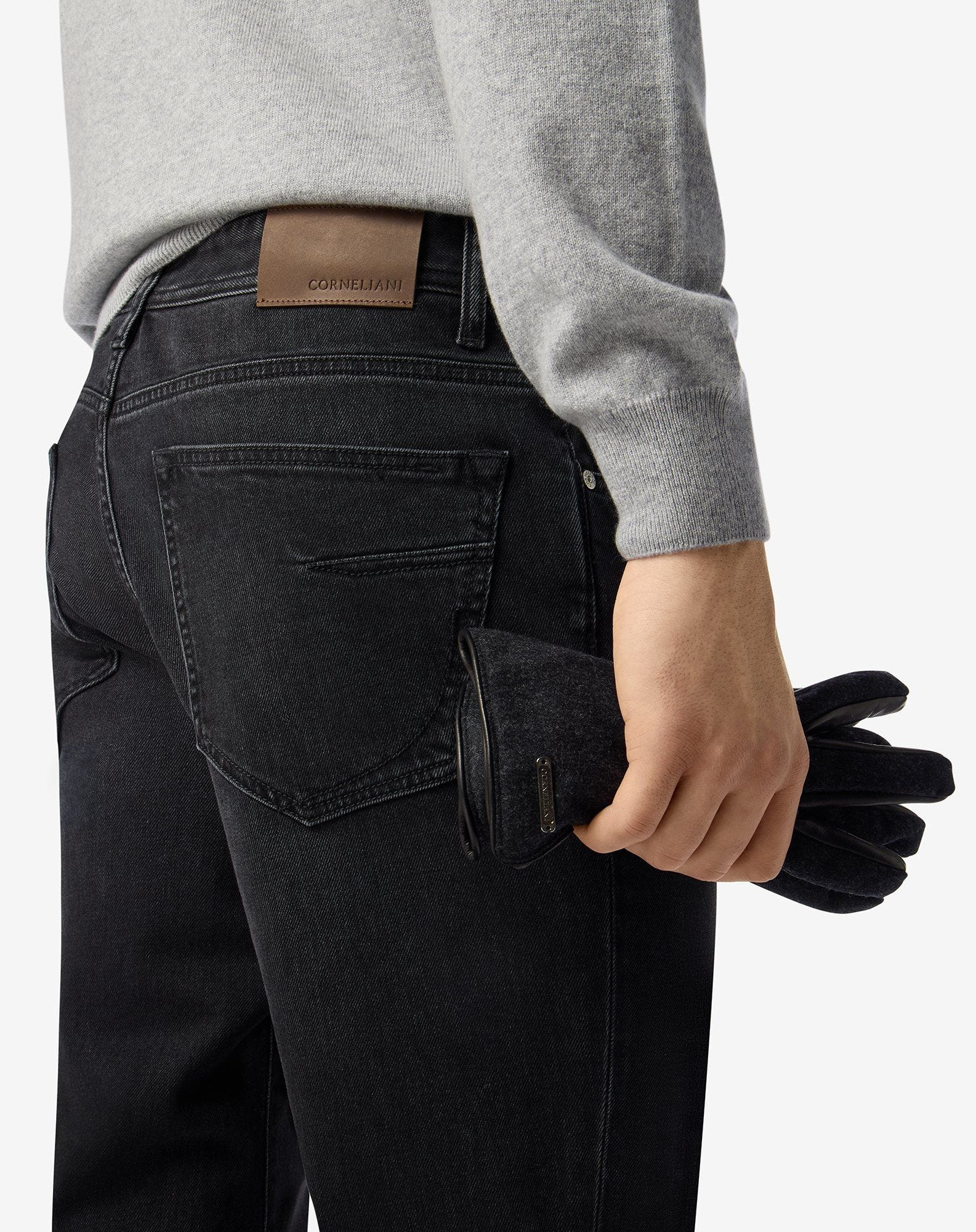 Dark grey stretch cotton and lyocell jeans - 5