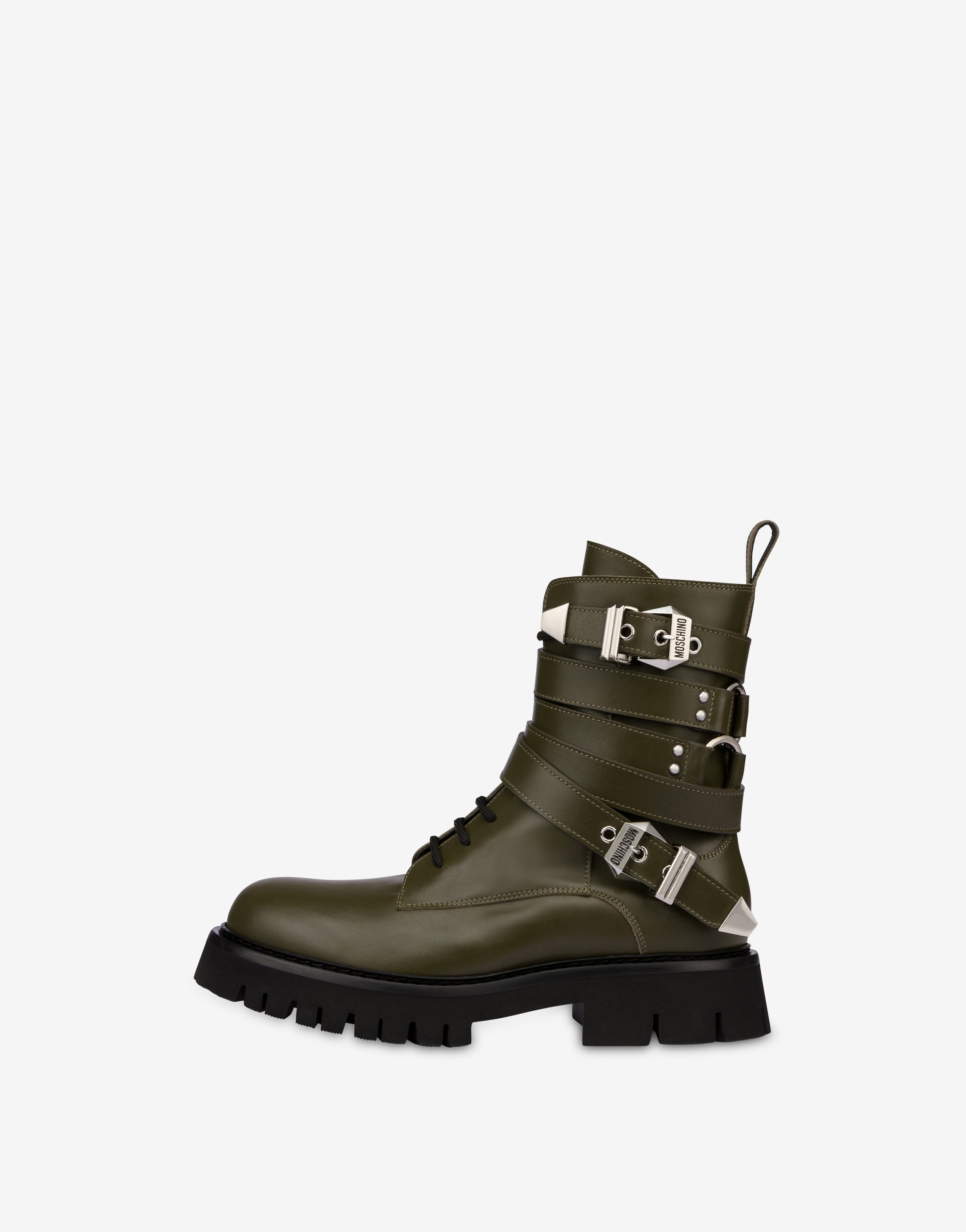 MULTI-BUCKLE CALFSKIN COMBAT BOOTS - 2