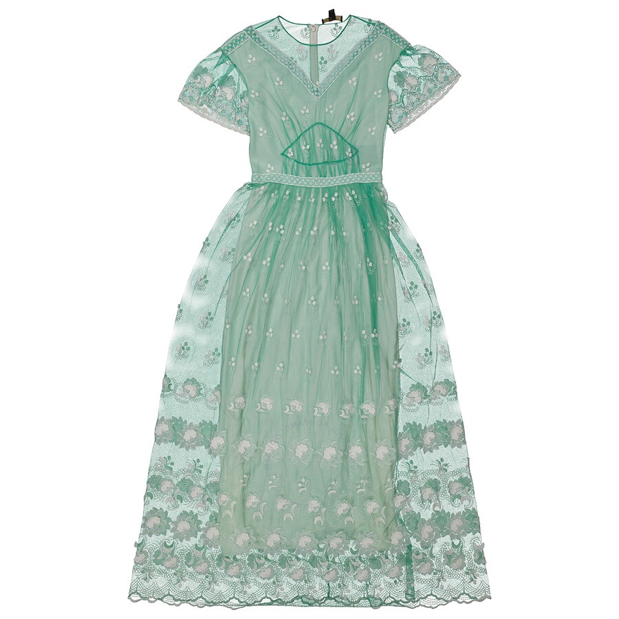 Burberry Ladies Round-neck Embroidered-tulle Dress - 5