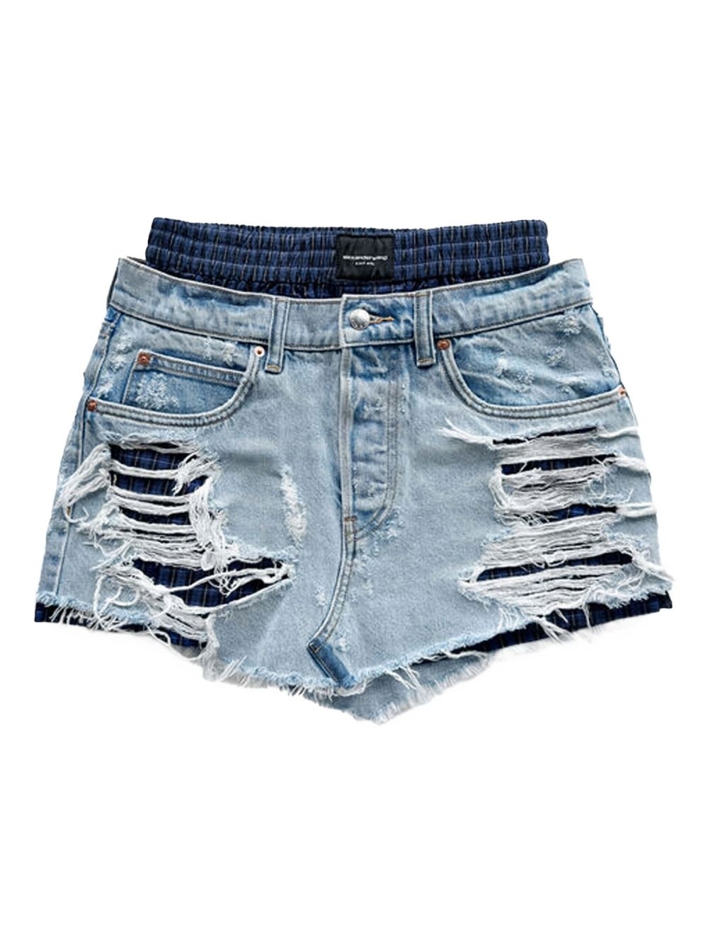 distressed-denim mini skirt - 1