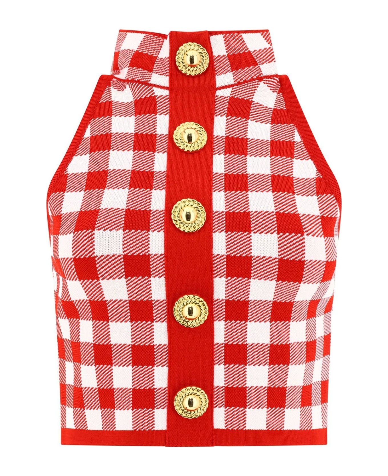 Gingham Checked Sleeveless Top - 1