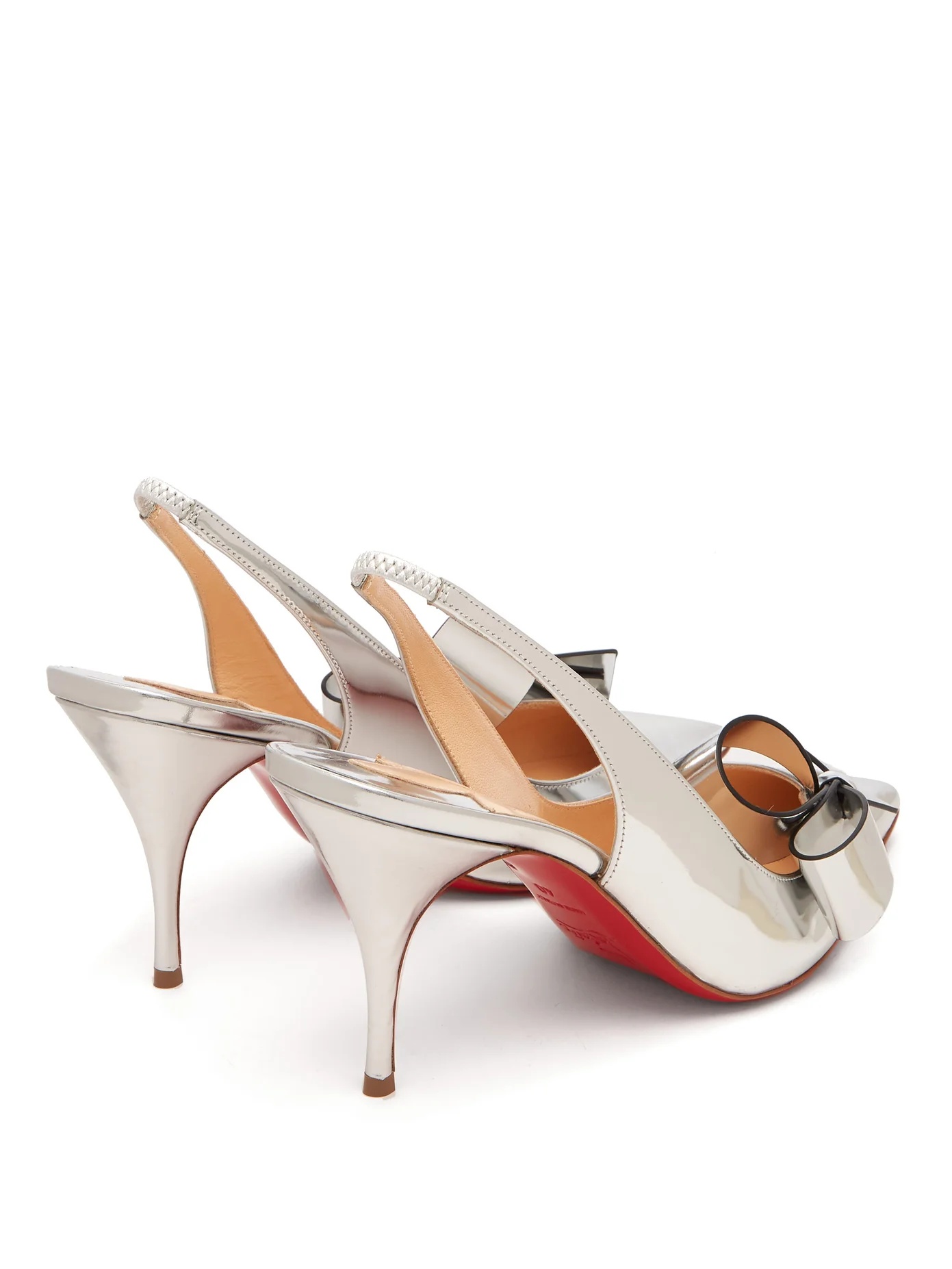 Clare Nodo 80 bow leather slingback pumps - 4