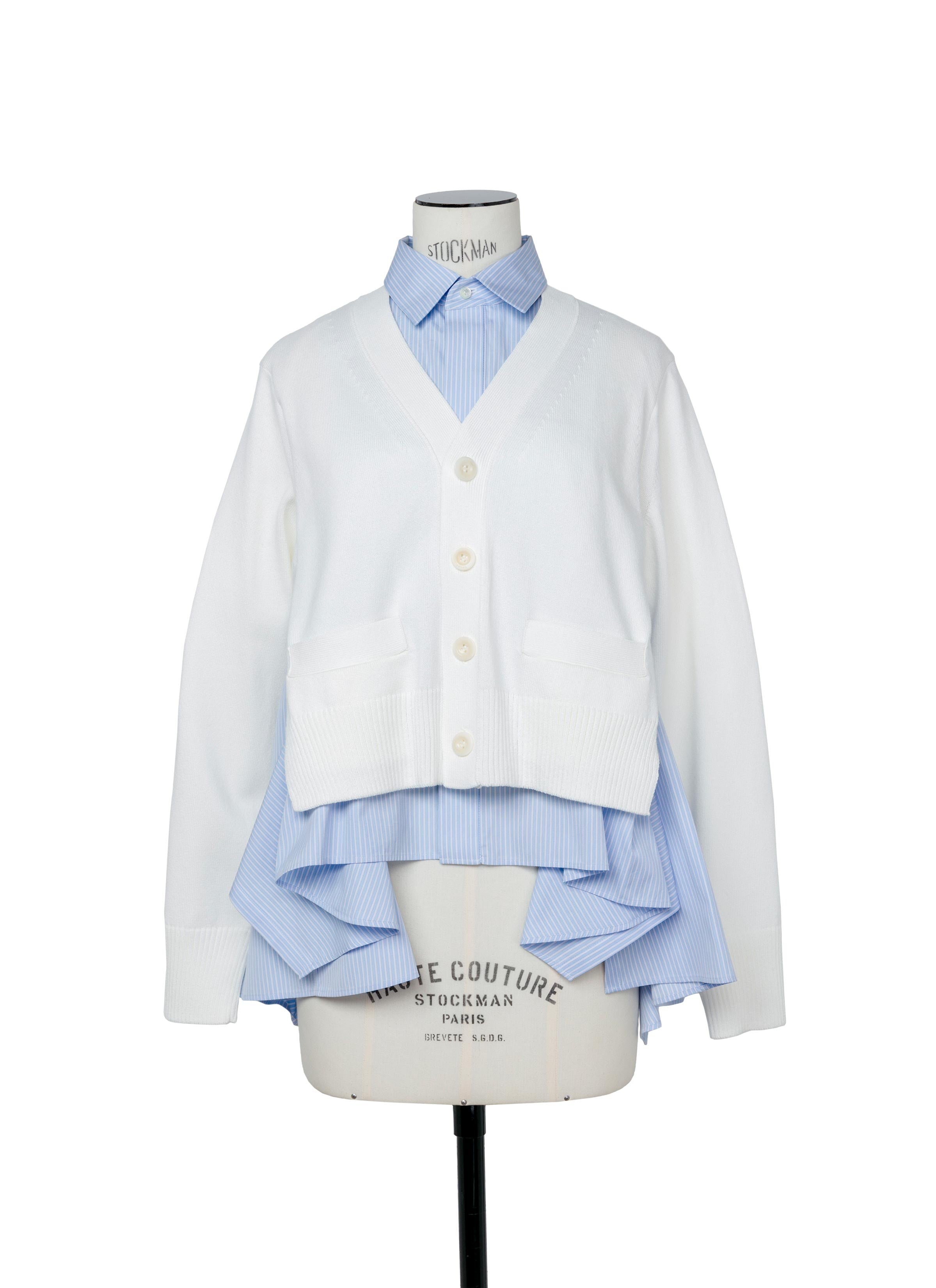 Cotton Poplin x Knit Cardigan - 2