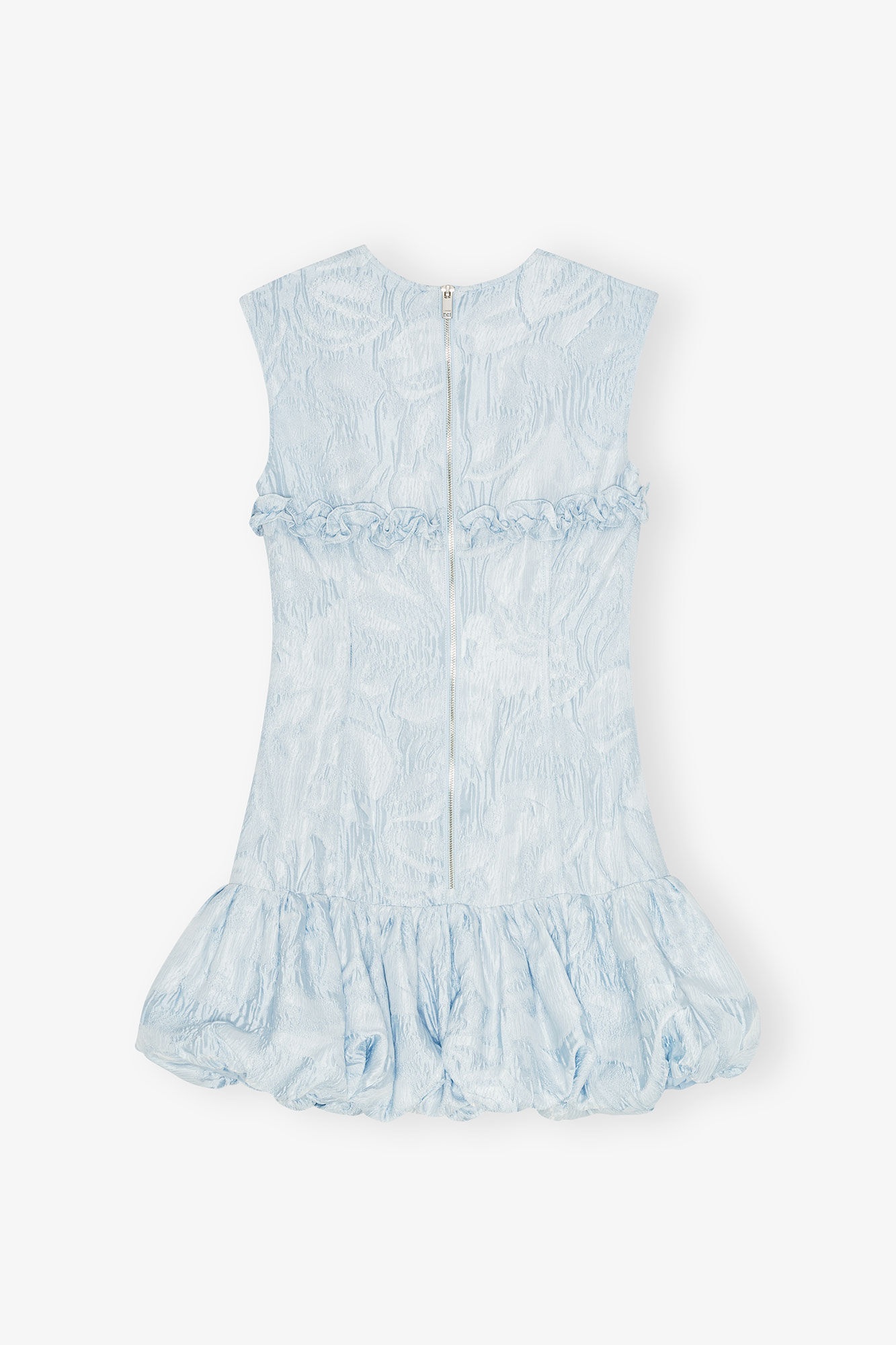 BLUE TEXTURED CLOQUE CORSET MINI DRESS - 6