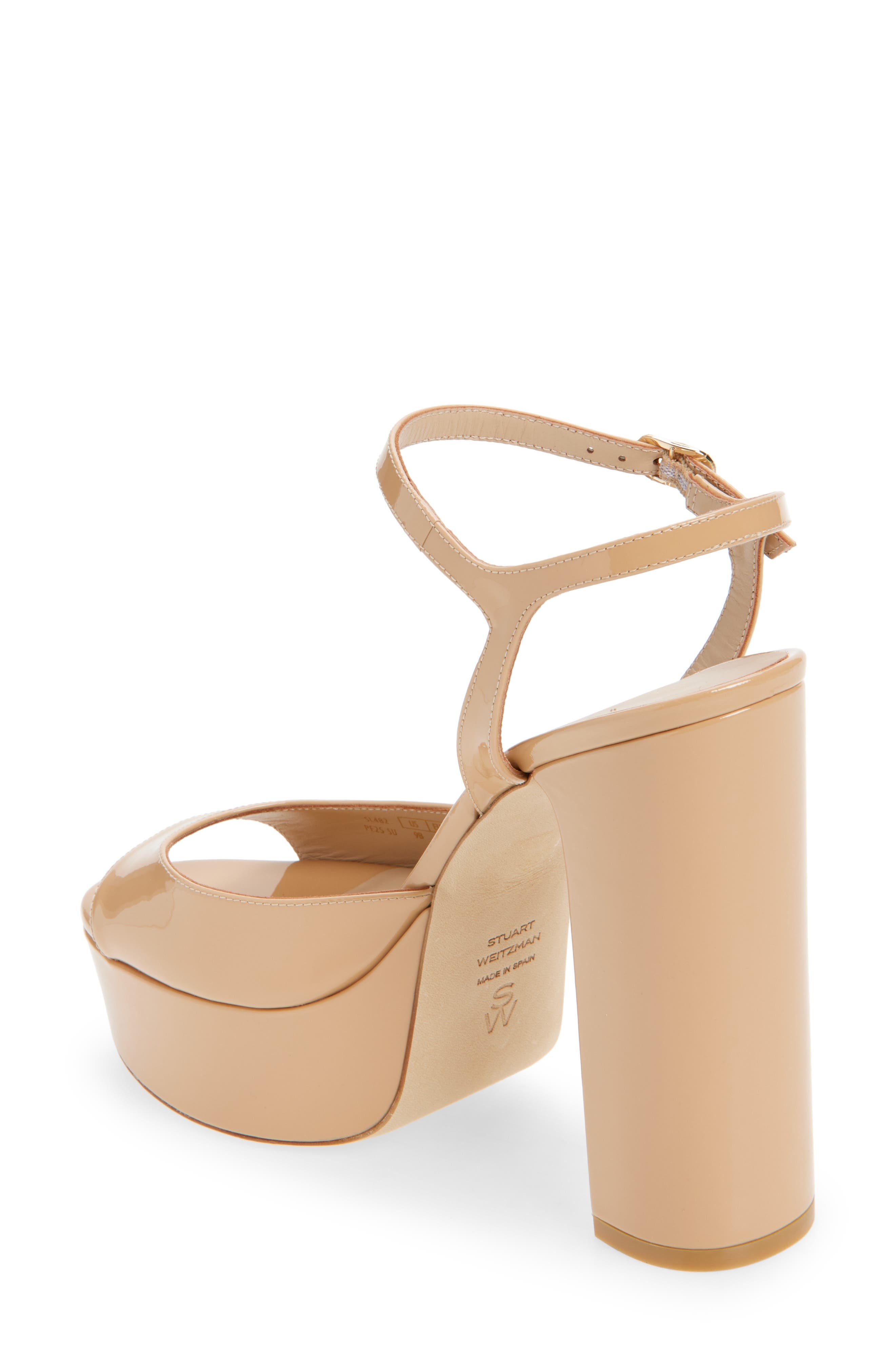 Stuart Weitzman Dayna Boost Platform Sandal in Adobe Patent at Nordstrom - 2