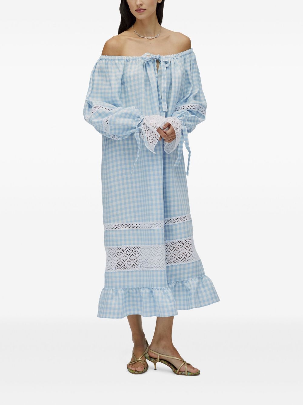 checked midi dress - 3