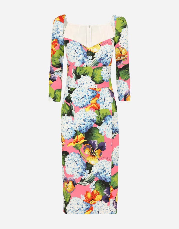 Hydrangea-print calf-length cady dress - 3