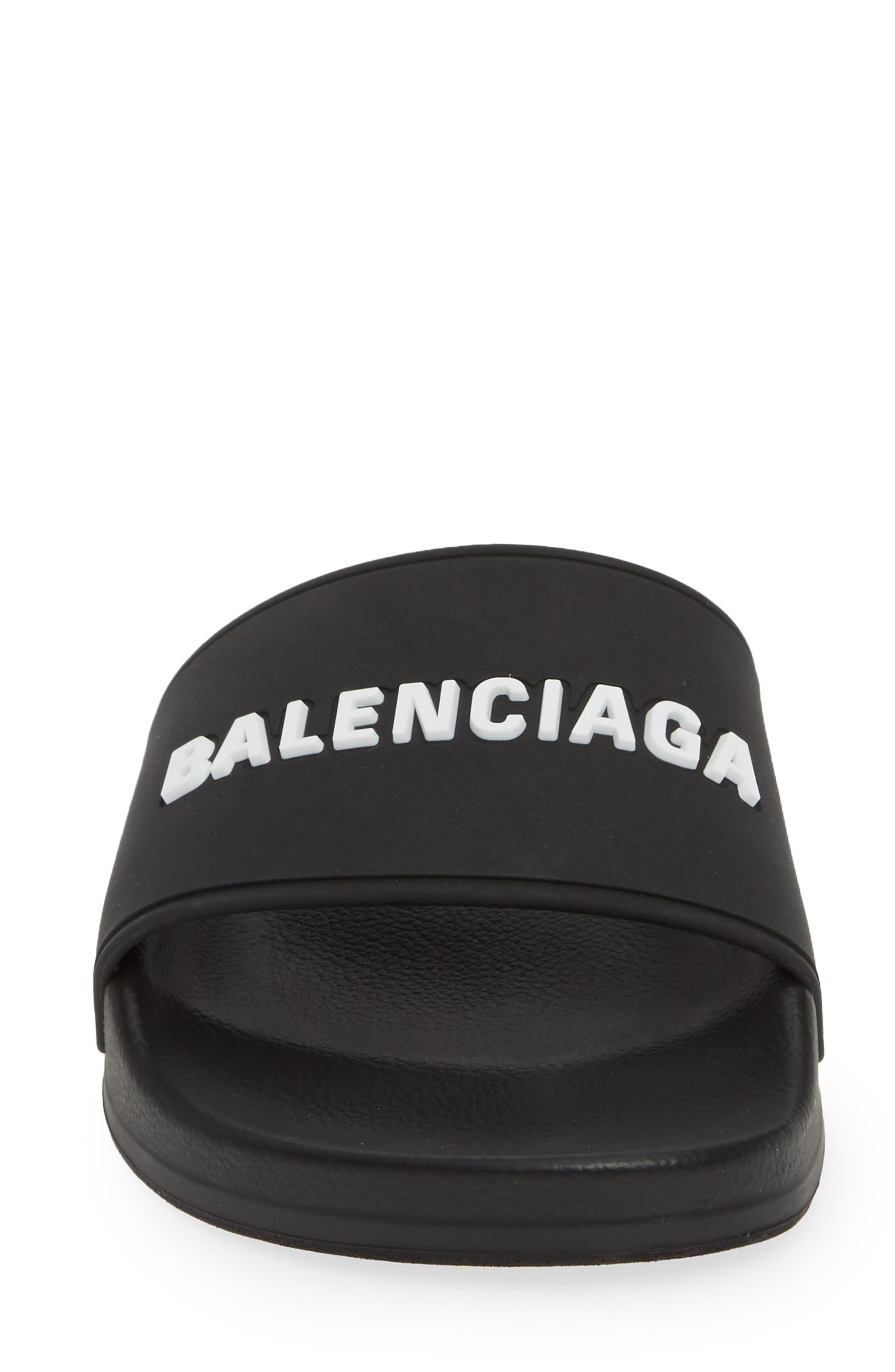 Balenciaga Logo Sport Slide in Black/white at Nordstrom - 4