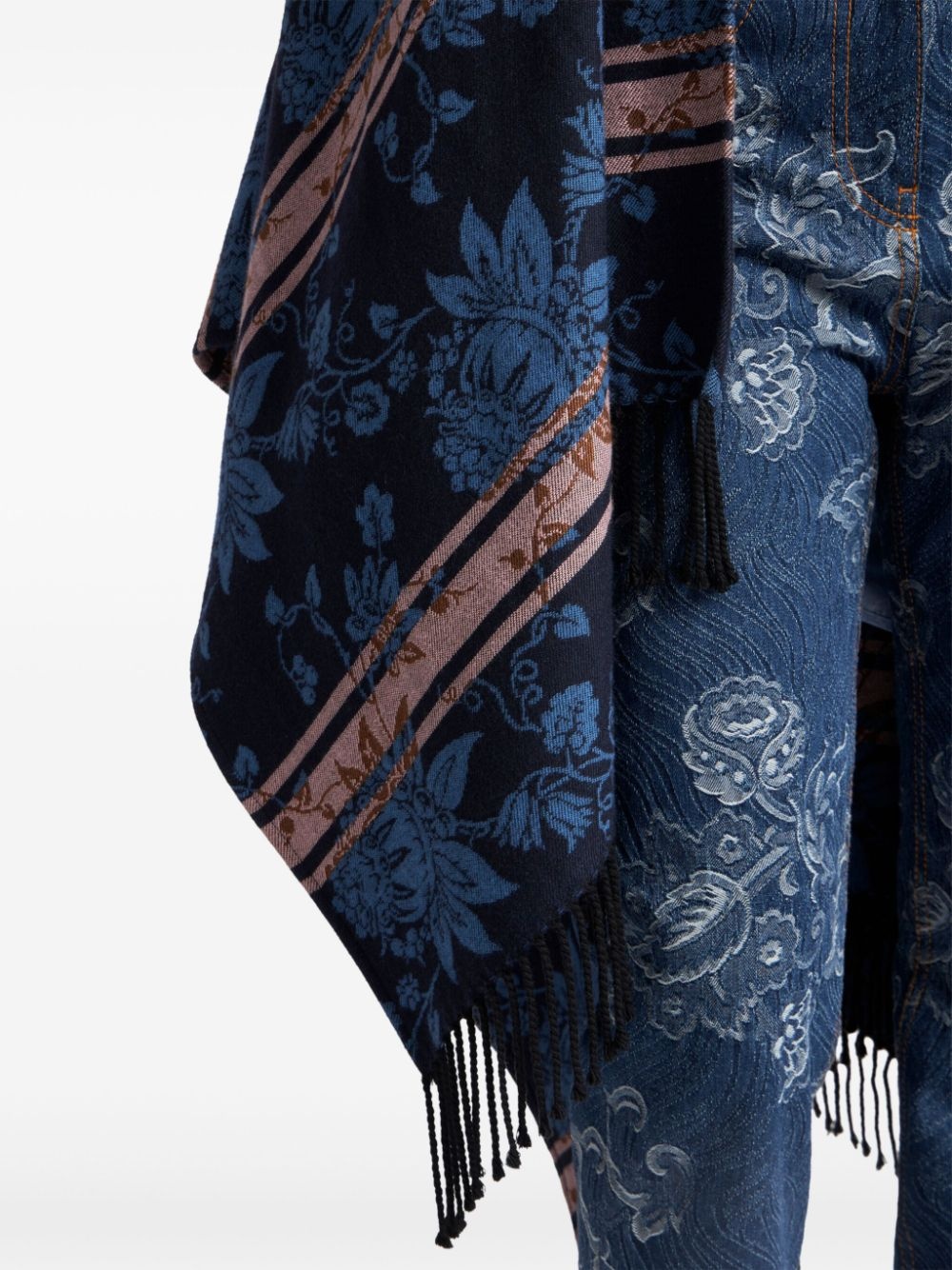floral jacquard cape - 4