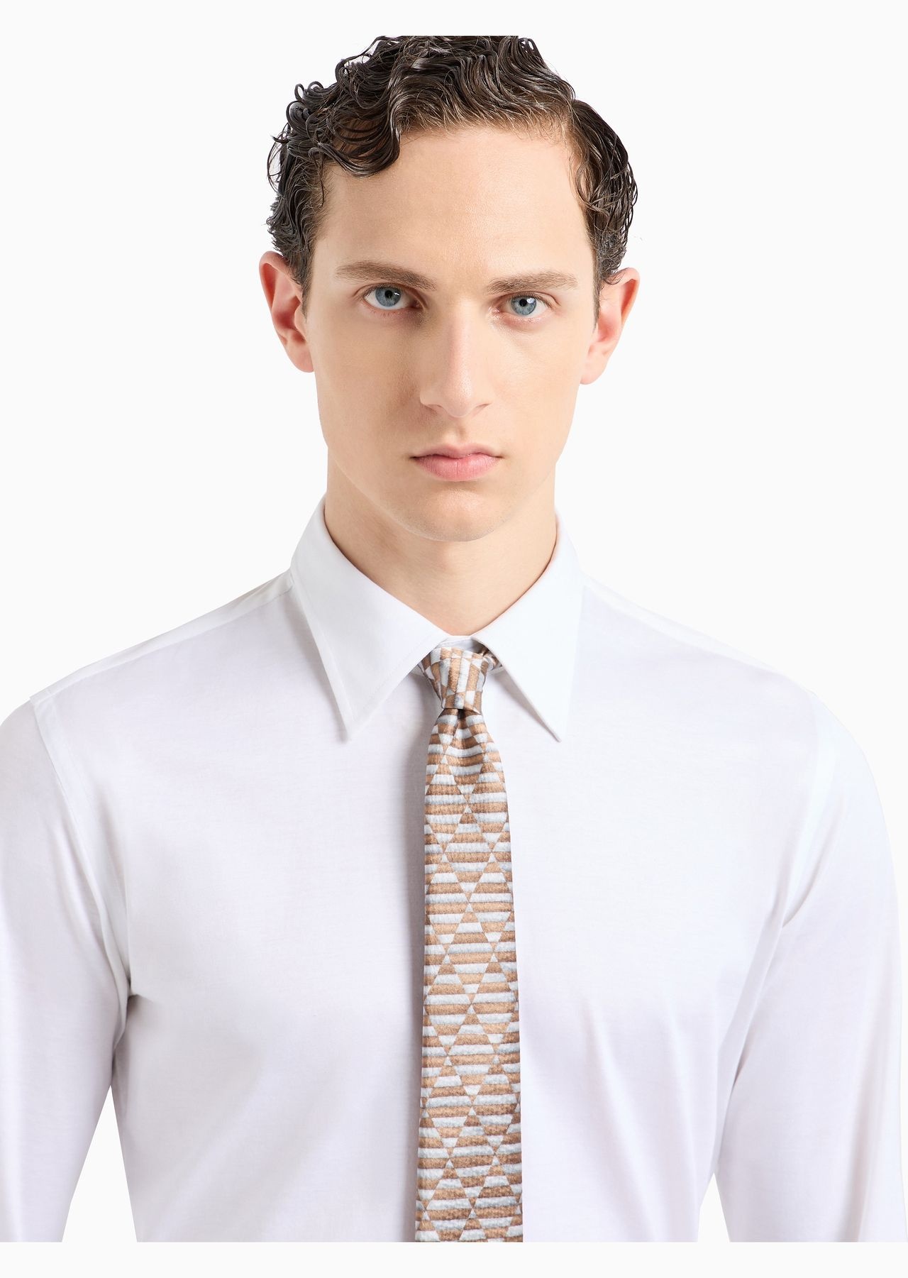 Silk tie with geometric print - 3