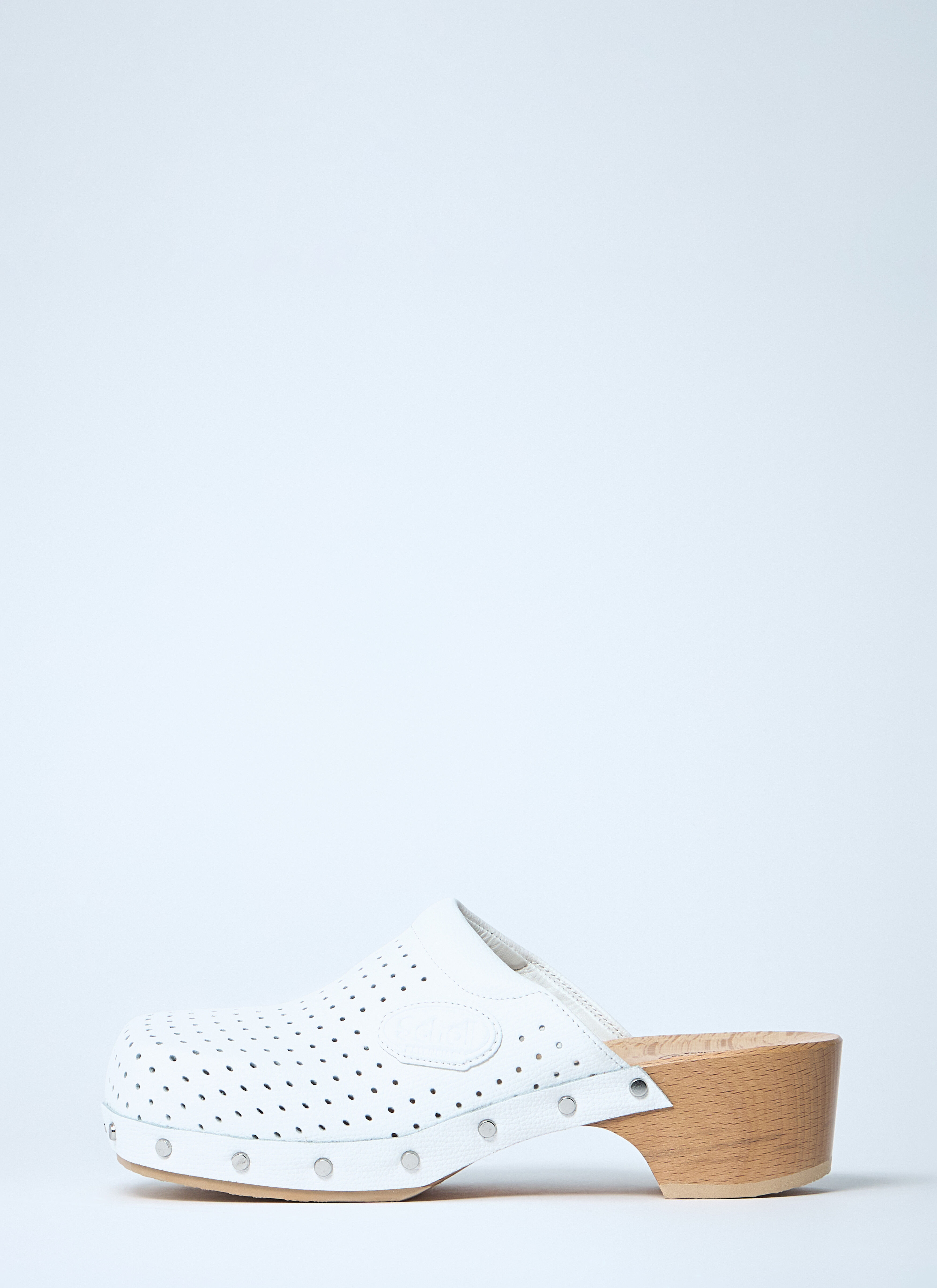 Perforated Heeled Clogs - 4