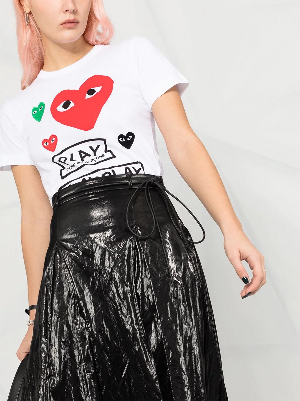 short-sleeved heart print T-shirt - 5
