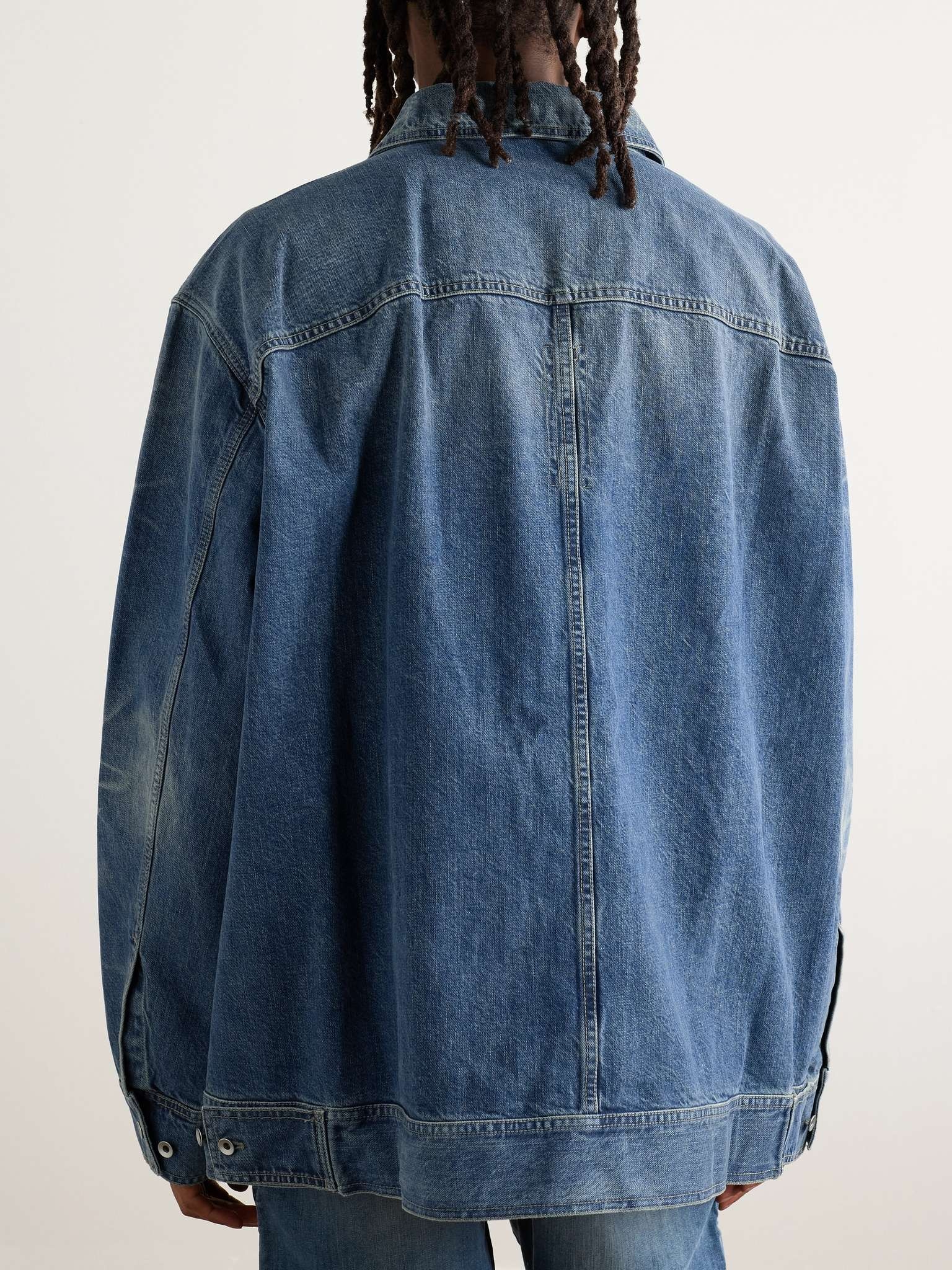 Jumbo Worker Webbing-Trimmed Selvedge Denim Jacket - 4