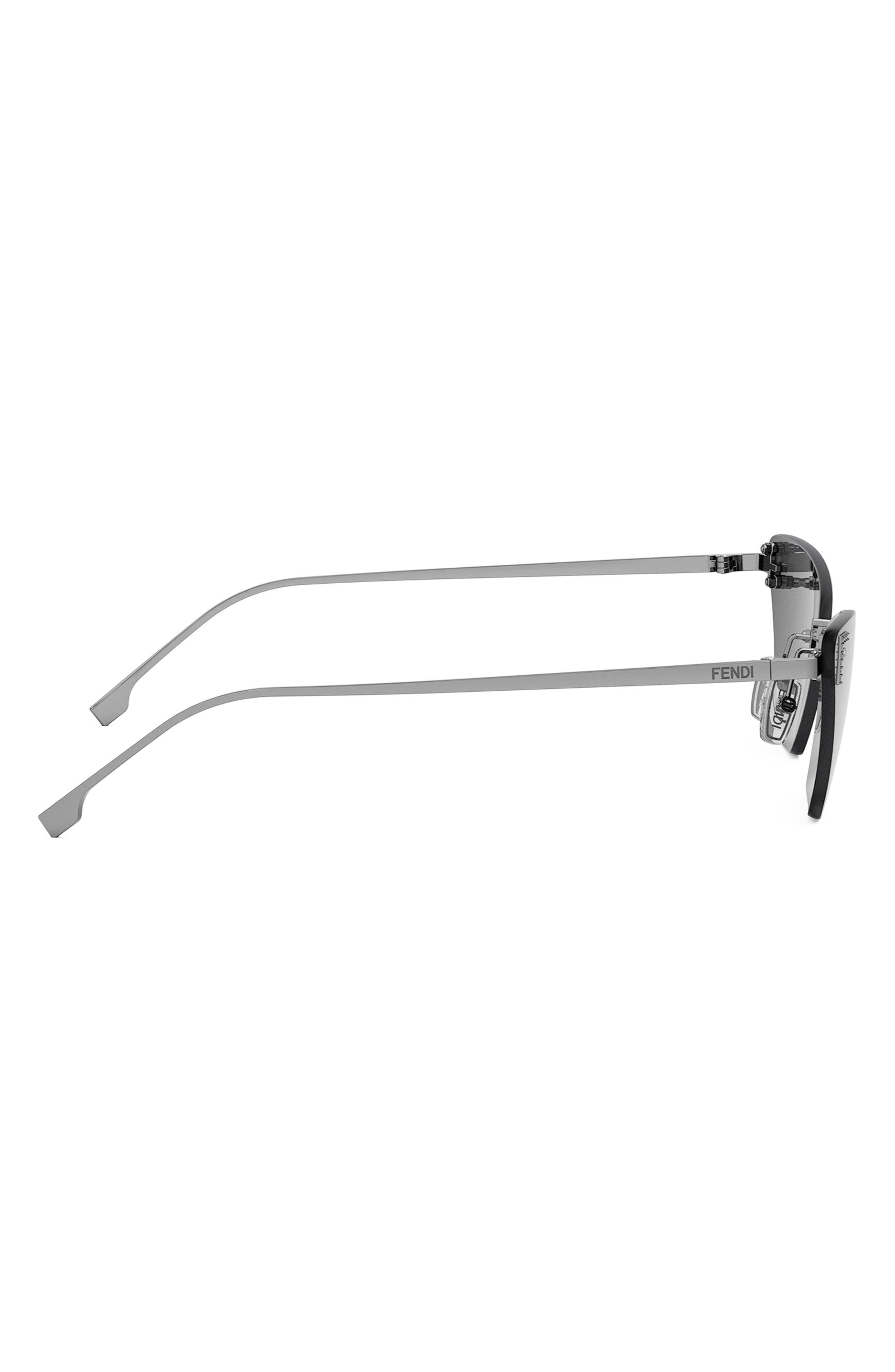Fendi First Crystal 57mm Cat Eye Sunglasses in Shiny Light Ruthenium /Smoke at Nordstrom - 6