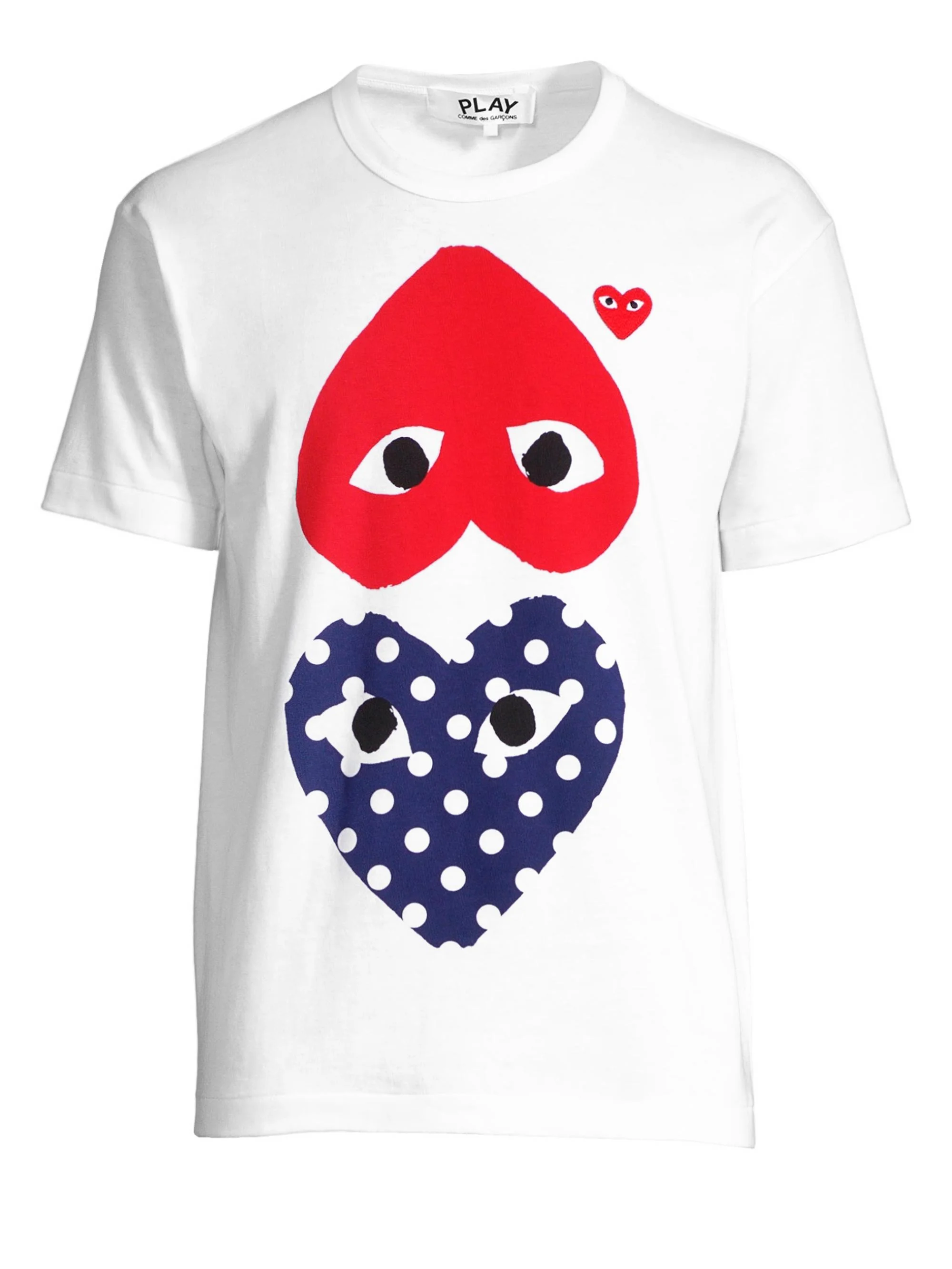Men Polka Dot Heart Graphic Tee - White - 1