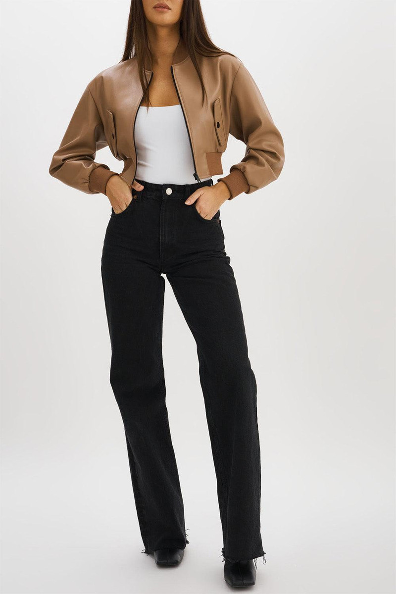 LAMARQUE Evelin Crop Zip Jacket - Mocha outlook