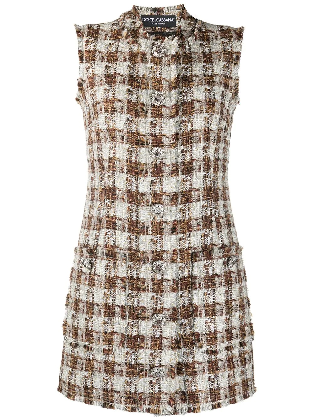 checked tweed shift dress - 1