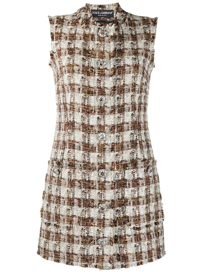 checked tweed shift dress - 1